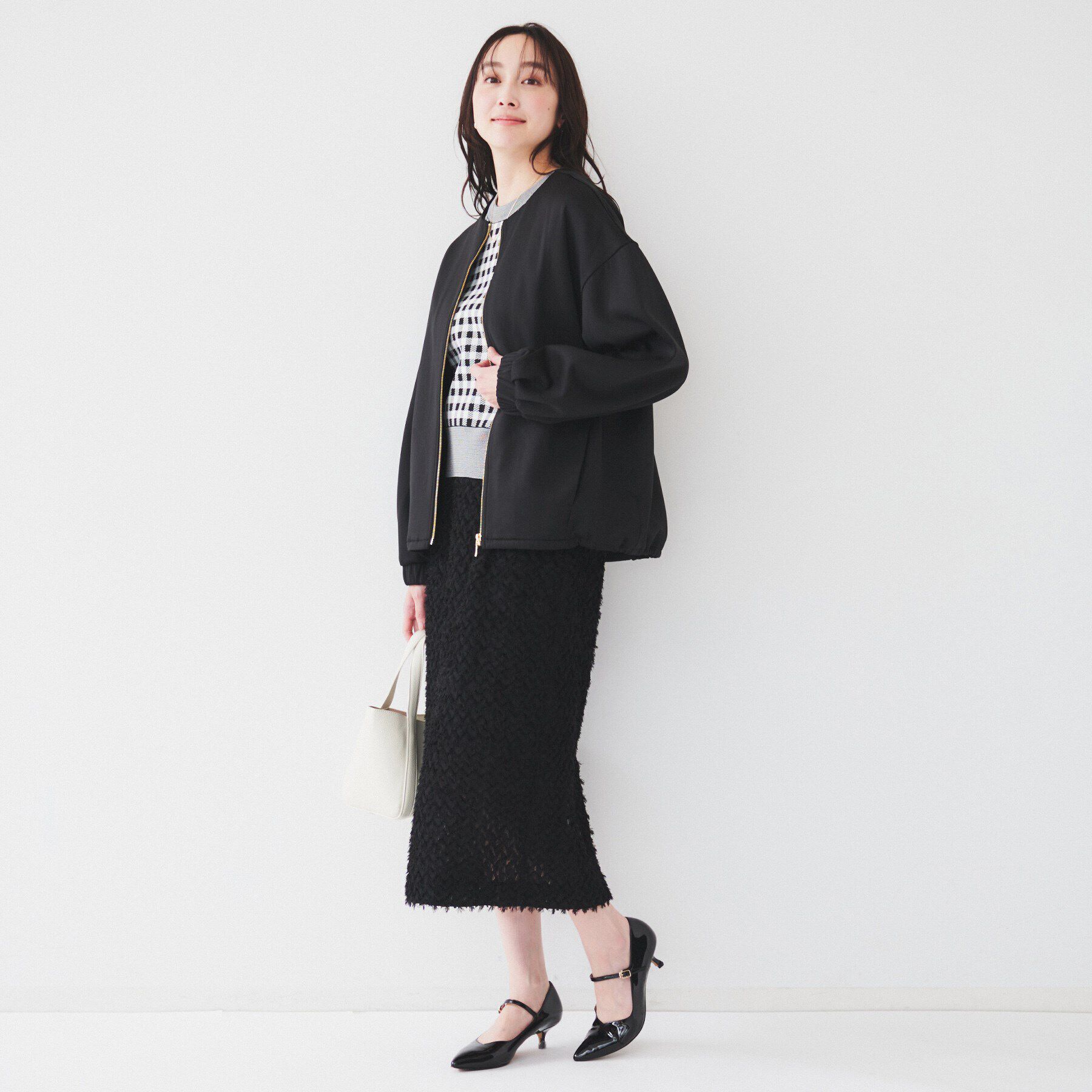 UNTITLED「【洗える/春の軽羽織り】ダンボール ノーカラーブルゾン」|ブルゾン・スタジャン|