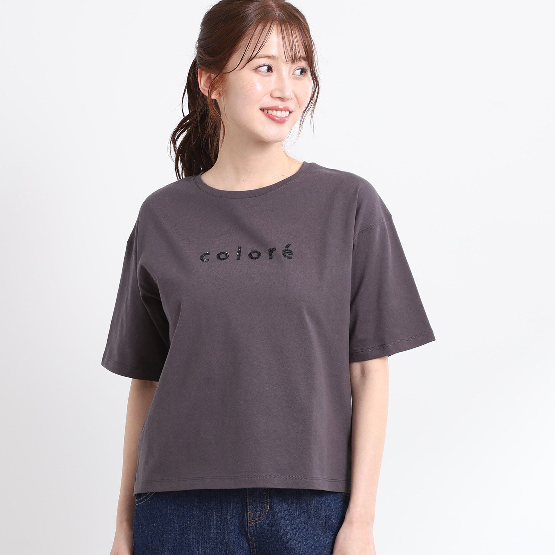Reflect「【夏SALE／E‐QUALITY／手洗い可】ストライプロゴTシャツ」|Tシャツ・カットソー|チャコールグレー(0