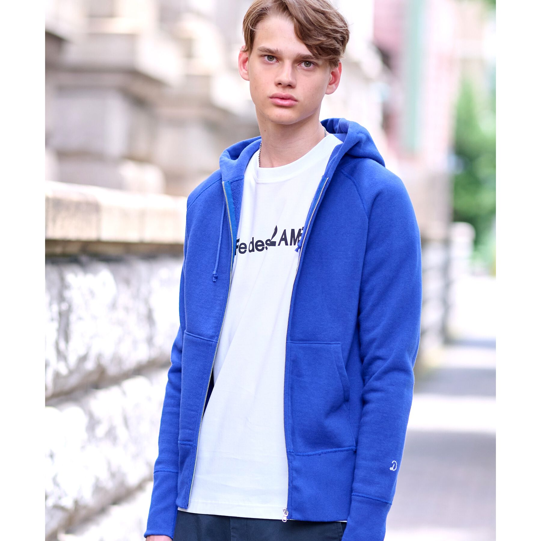 DRESSTERIOR「【ベストセラー】デキシー吊裏毛ジップアップパーカ」|パーカー|ブルー(092)