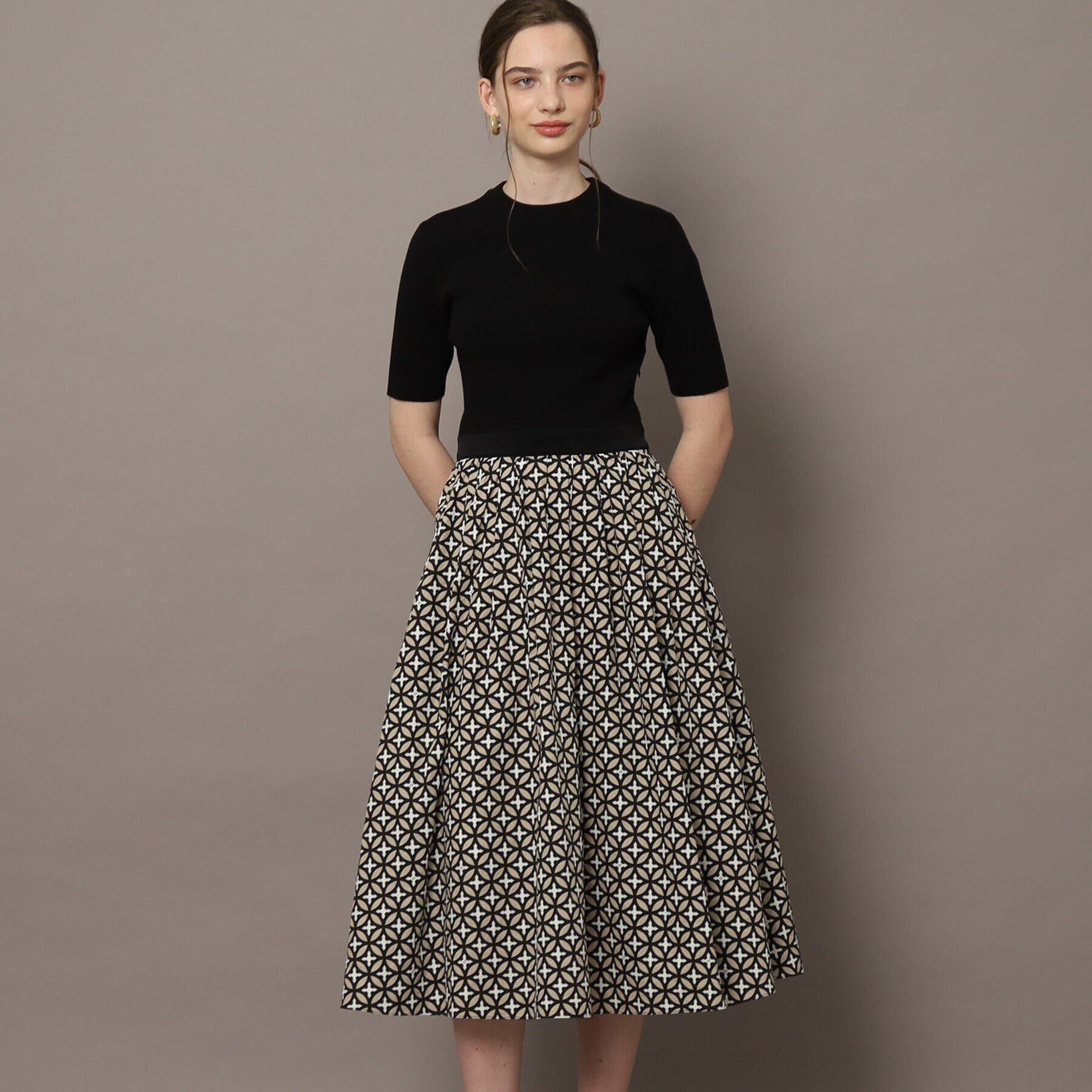 DRESSTERIOR「【着映え/洗える】オーバーラップサークルリブニットコンビドレス」|ワンピース|