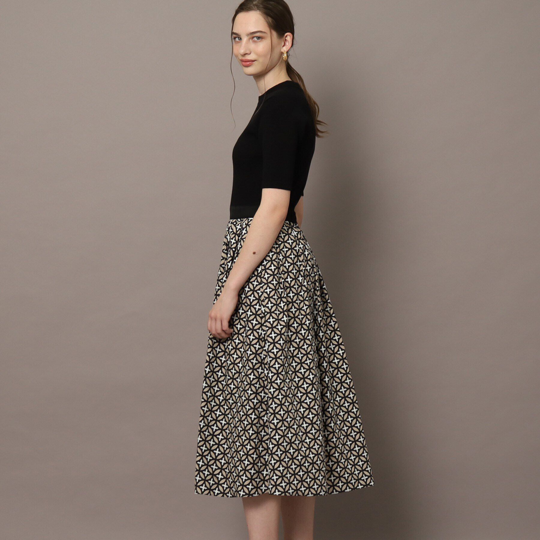 DRESSTERIOR「【着映え/洗える】オーバーラップサークルリブニットコンビドレス」|ワンピース|