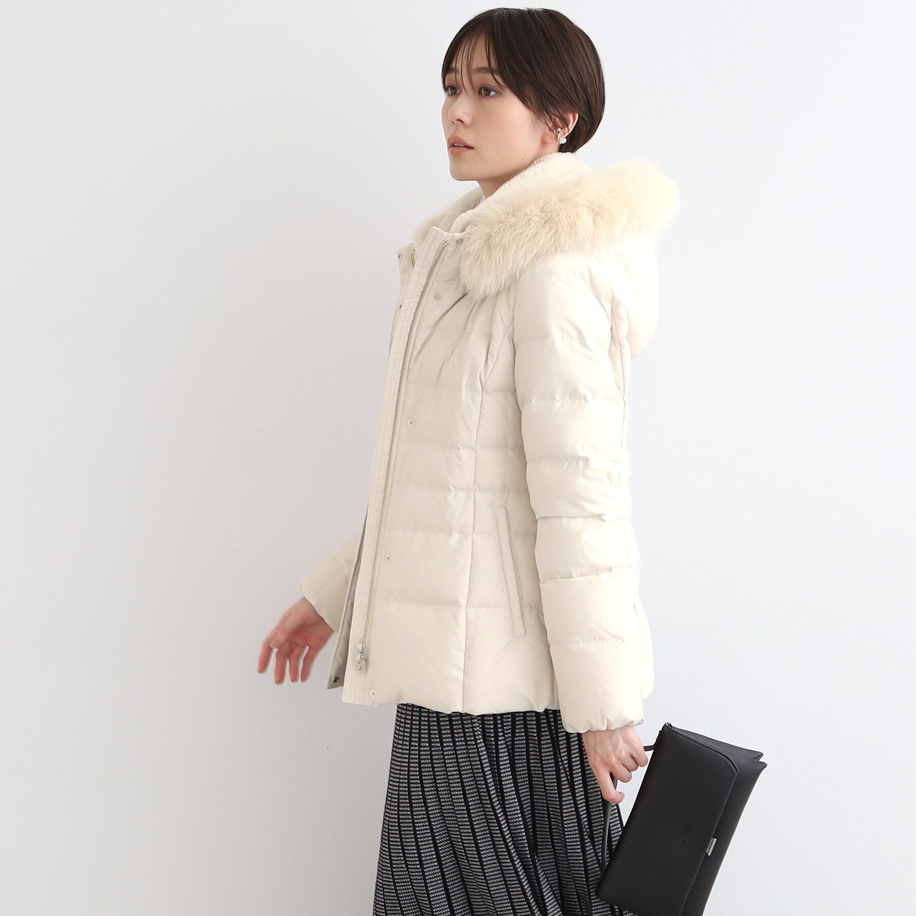 INDIVI「【リニューアル！／マルチWAY／フォックスファー／ショート丈】リサイクルダウンコート」|ダウン|