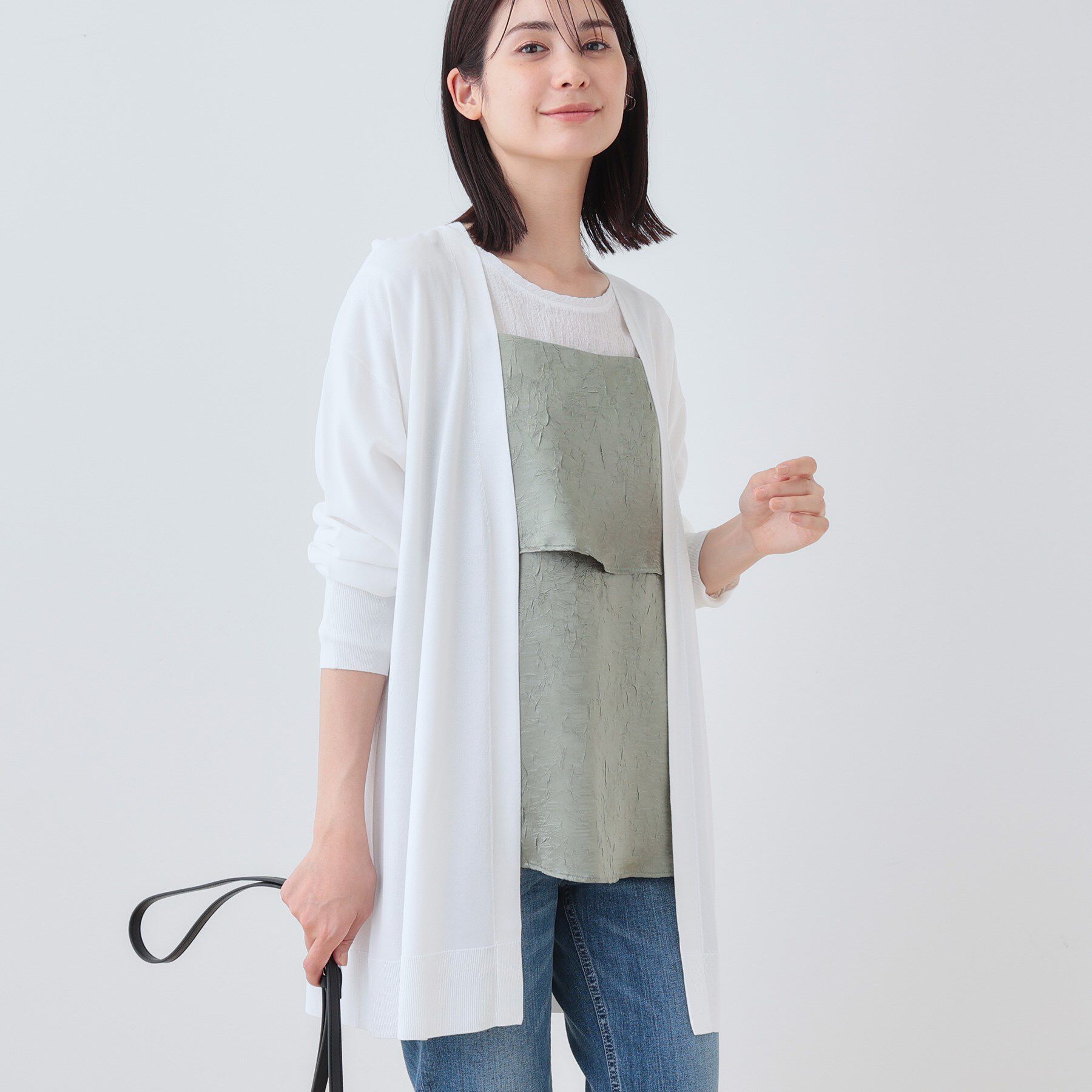 INDIVI「【洗える】大人ロングカーディガンニット」|カーディガン|オフホワイト(003