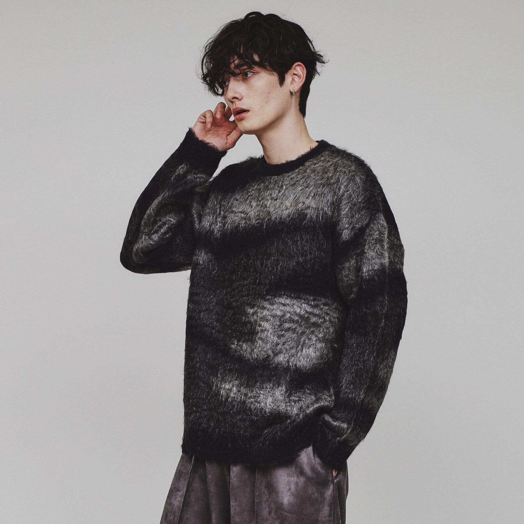 tk.TAKEO KIKUCHI「シャギーニットプルオーバー」|ニット・セーター|ブラック(119)