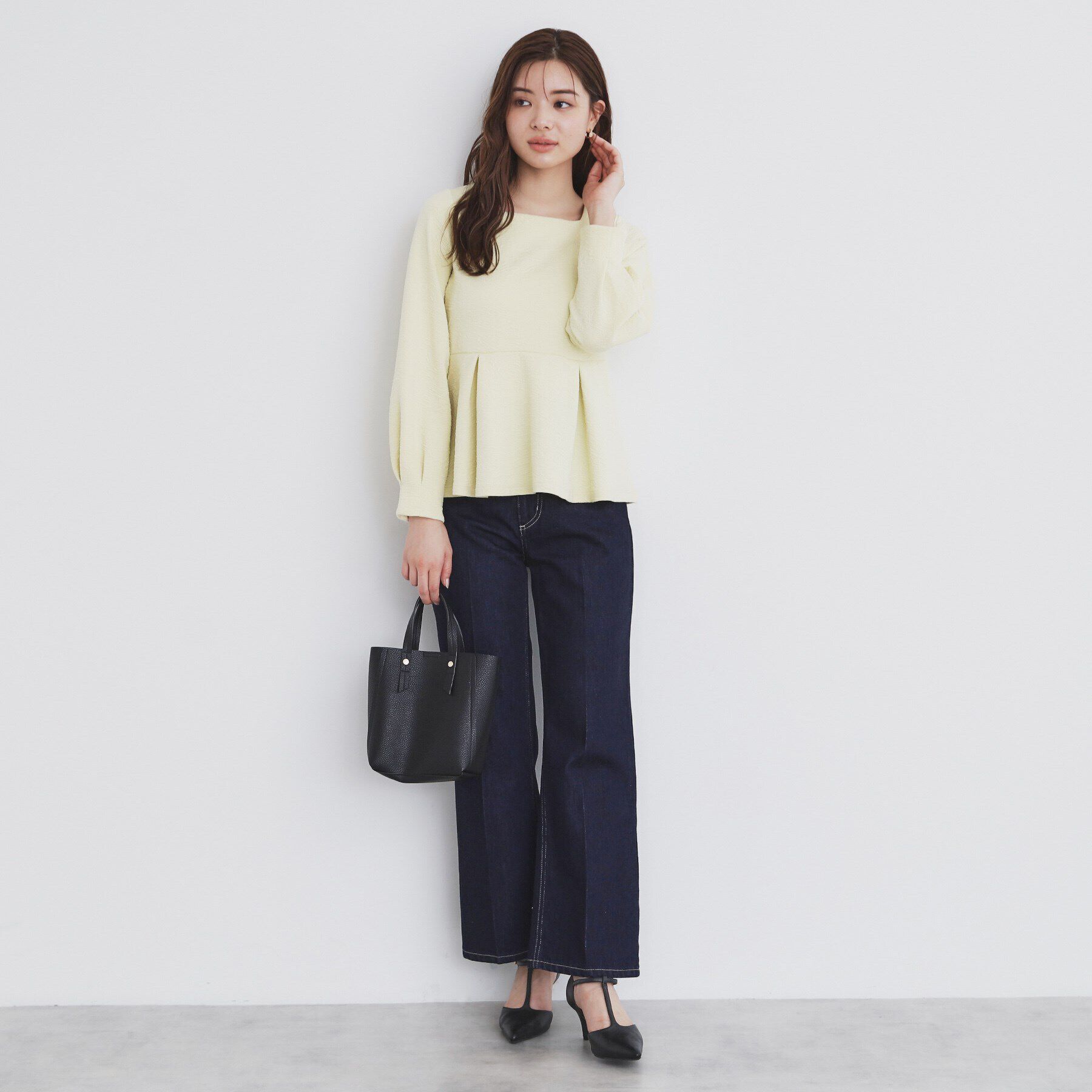 index「ふくれジャカードペプラムトップス【洗濯機洗い可】」|Tシャツ・カットソー|