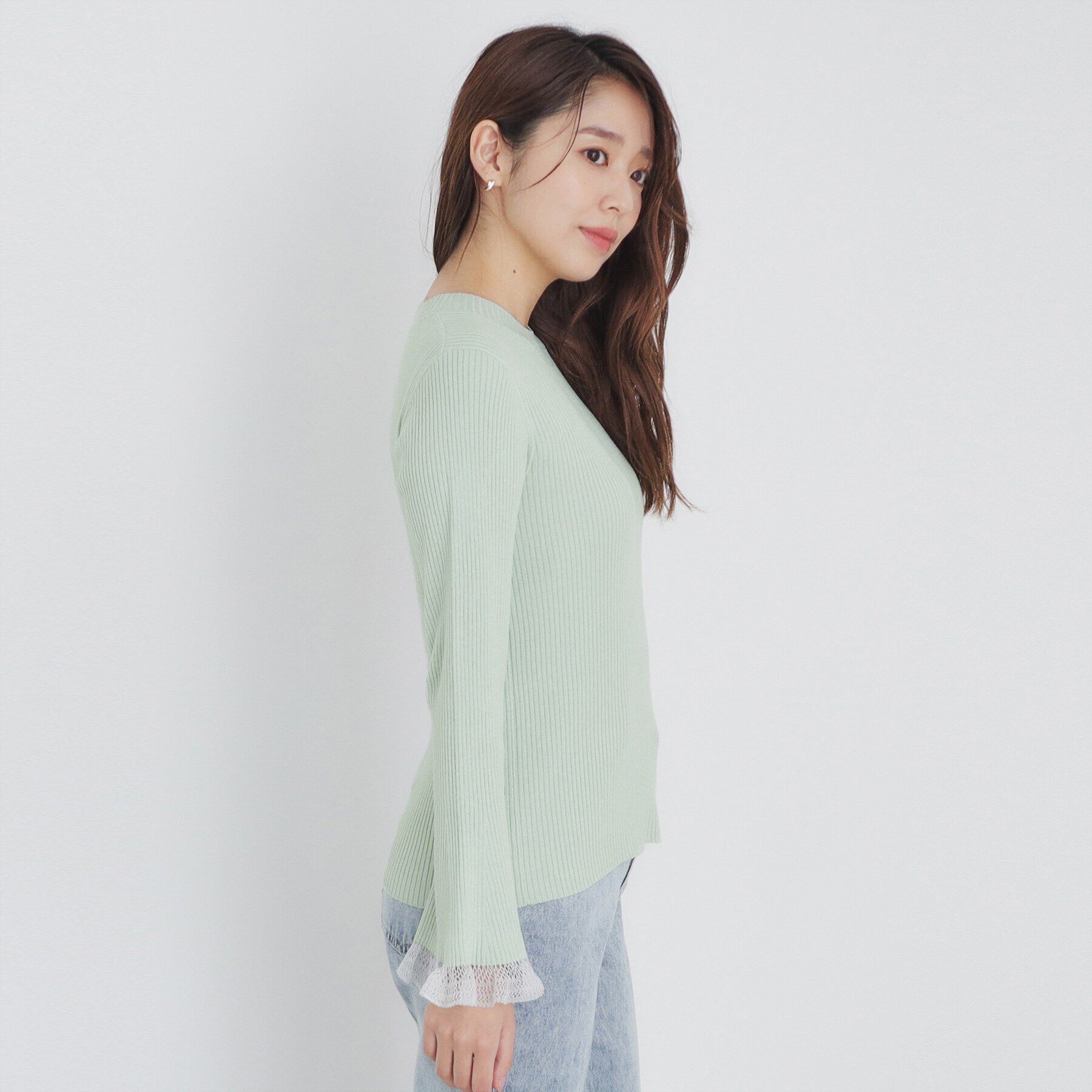 index「ハイネックラメフレアスリーブレースニット【洗濯機洗い可】」|ニット・セーター|