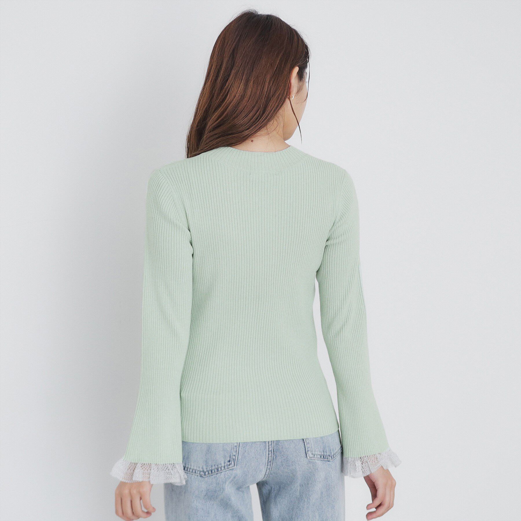 index「ハイネックラメフレアスリーブレースニット【洗濯機洗い可】」|ニット・セーター|