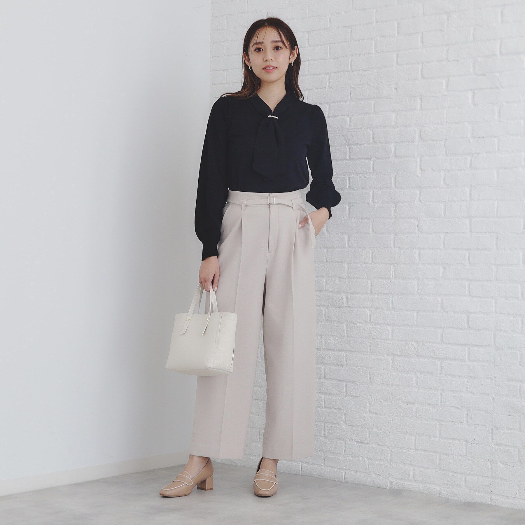 index「《S-LLsize》ストレッチタックワイドパンツ【洗濯機洗い可/吸湿発熱/イージーケア】」|その他|