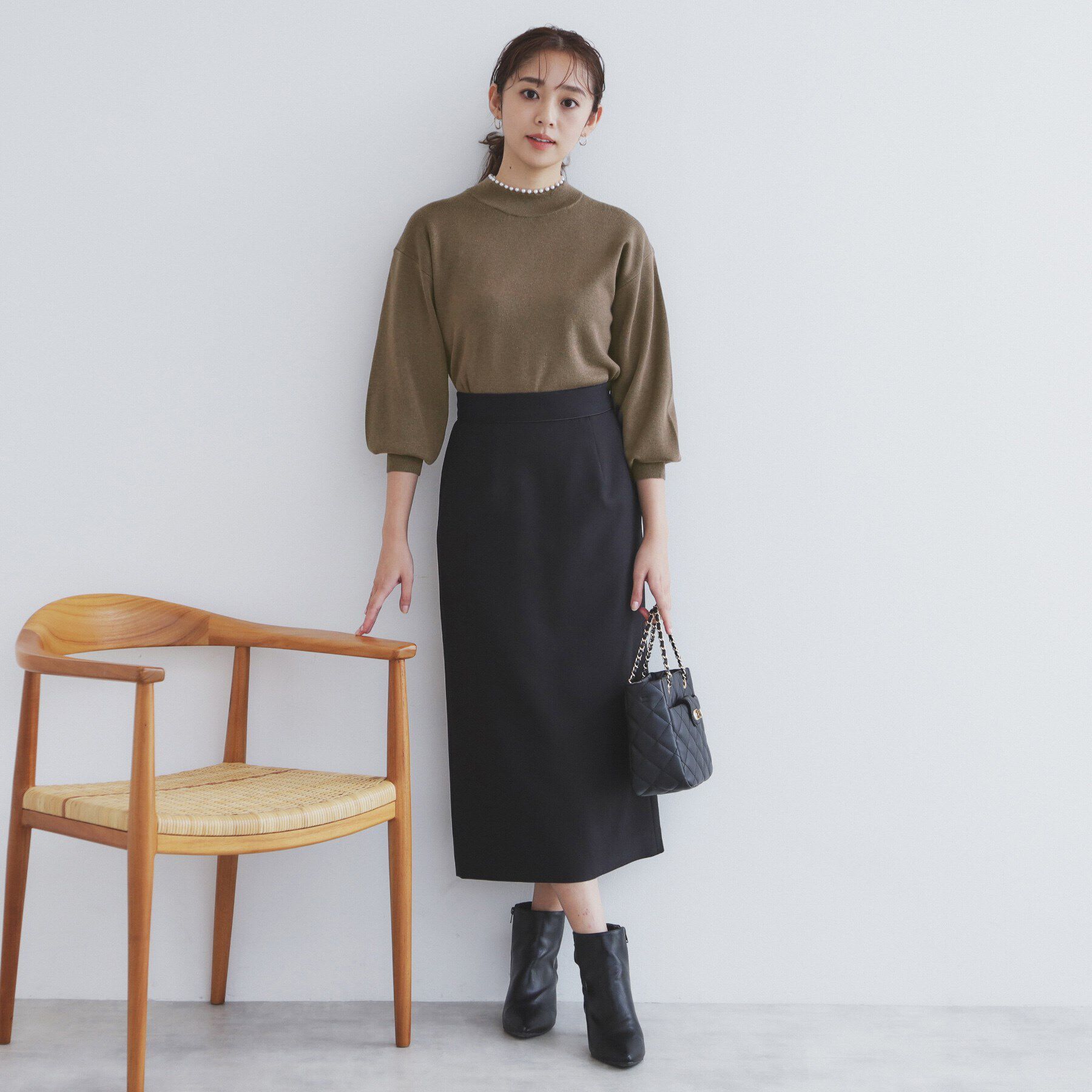 index「《美人百花掲載》パール調ハイネックニット/セットアップ対応【洗濯機可】」|ニット・セーター|