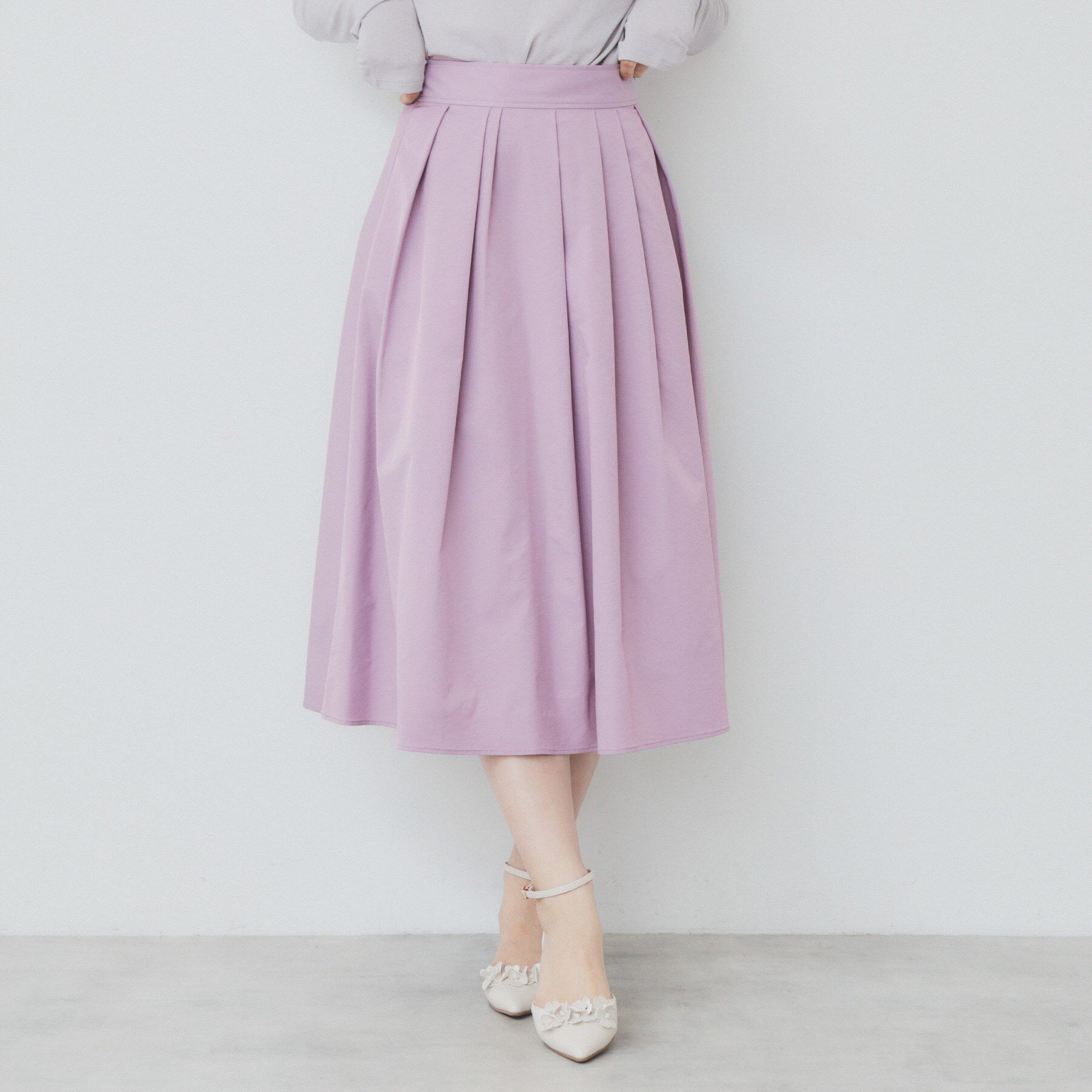 index「アシメタックフレアスカート【洗濯機洗い可/イージーアイロン】」|スカート|ラベンダー(080)