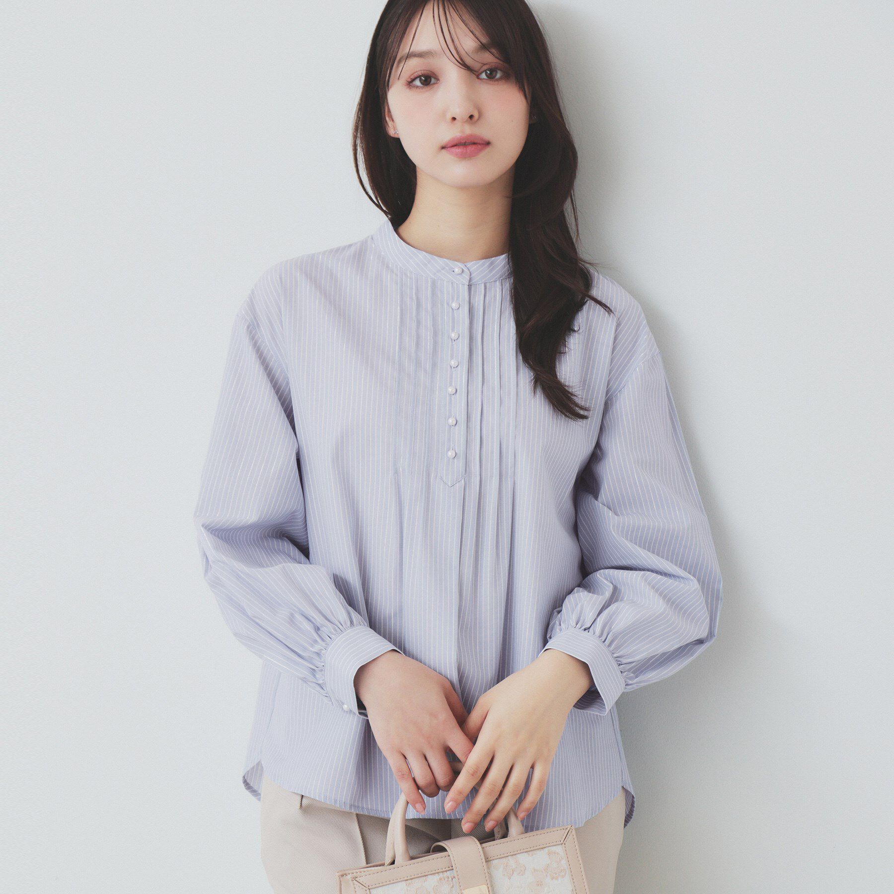 index「《6color》ラメラインバンドカラーシャツ【洗濯機洗い可/イージーアイロン/防シワ】」|シャツ・ブラウス|