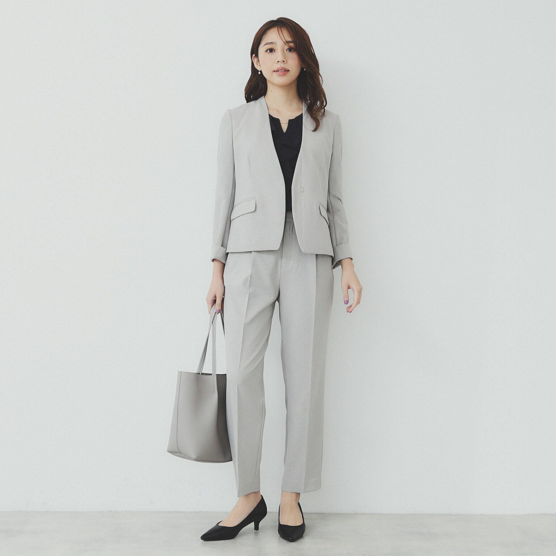 index「ストレッチノーカラージャケット/セットアップ対応可【洗える/イージーアイロン/抗ピル】」|ノーカラージャケット|