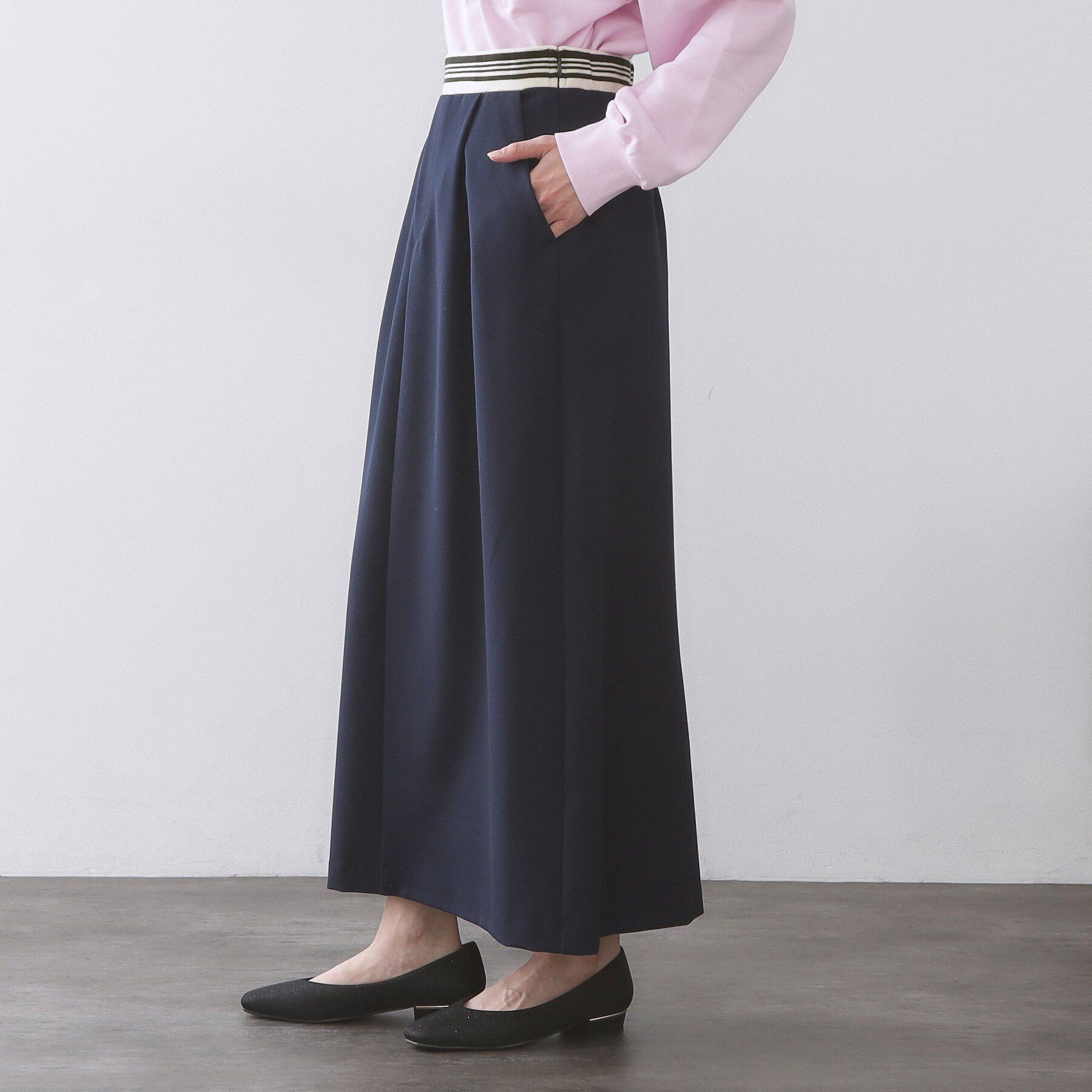 OPAQUE.CLIP「ボーダーリブ使いナロースカート【洗濯機OK】」|スカート|
