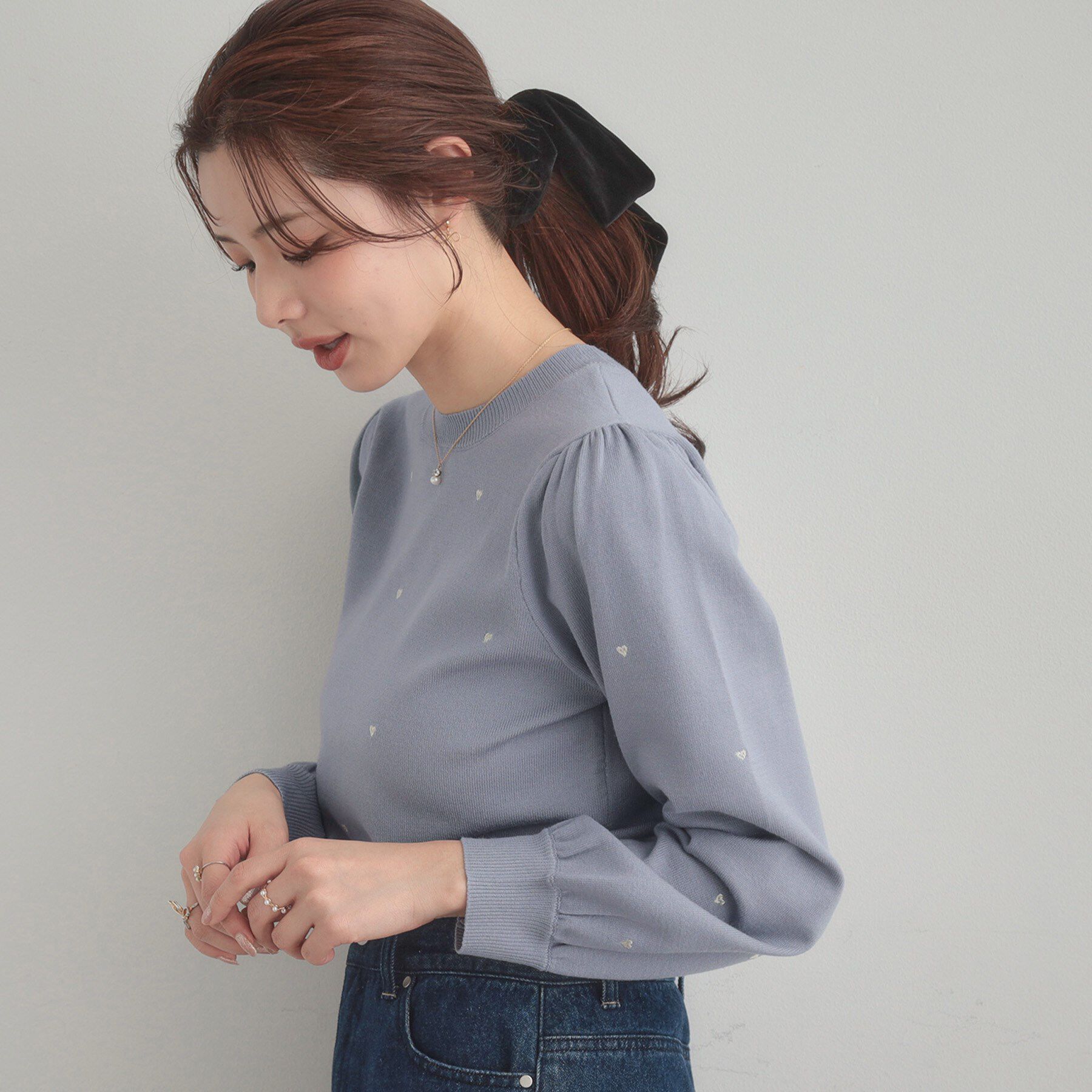 Couture broach「【着映え】ハートドットラメ刺繍ニット」|ニット・セーター|