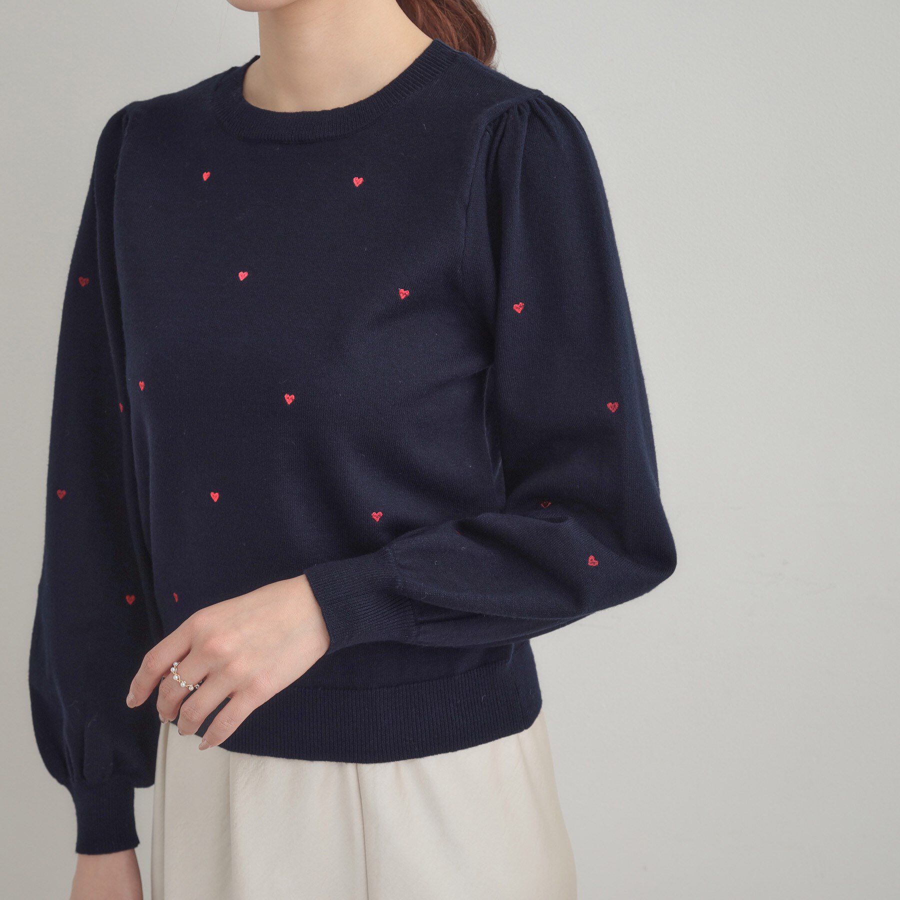 Couture broach「【着映え】ハートドットラメ刺繍ニット」|ニット・セーター|