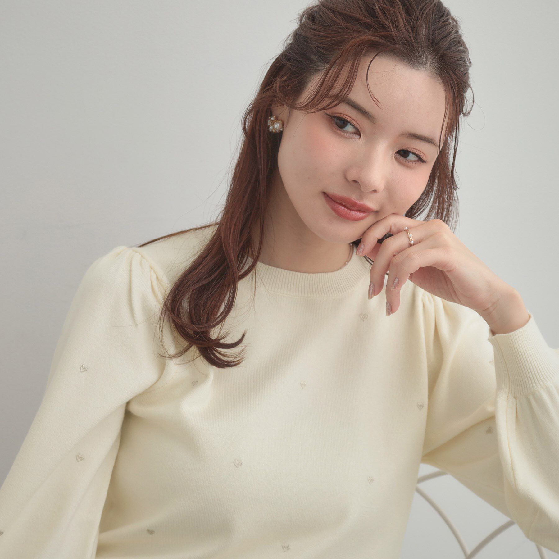 Couture broach「【着映え】ハートドットラメ刺繍ニット」|ニット・セーター|