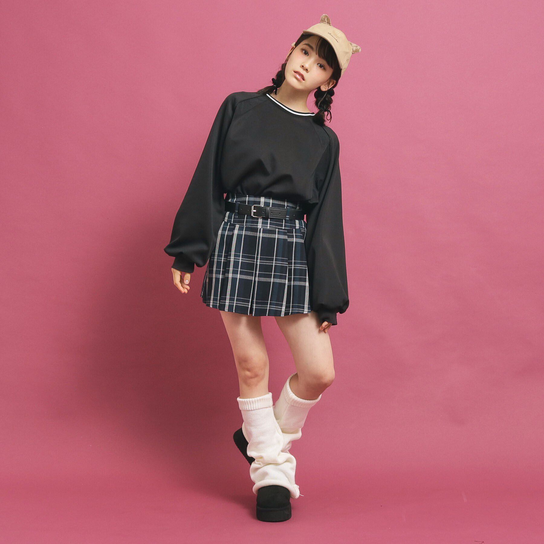 PINK-latte「チェック柄追加！ベルト付きプリーツスカート」|スカート|