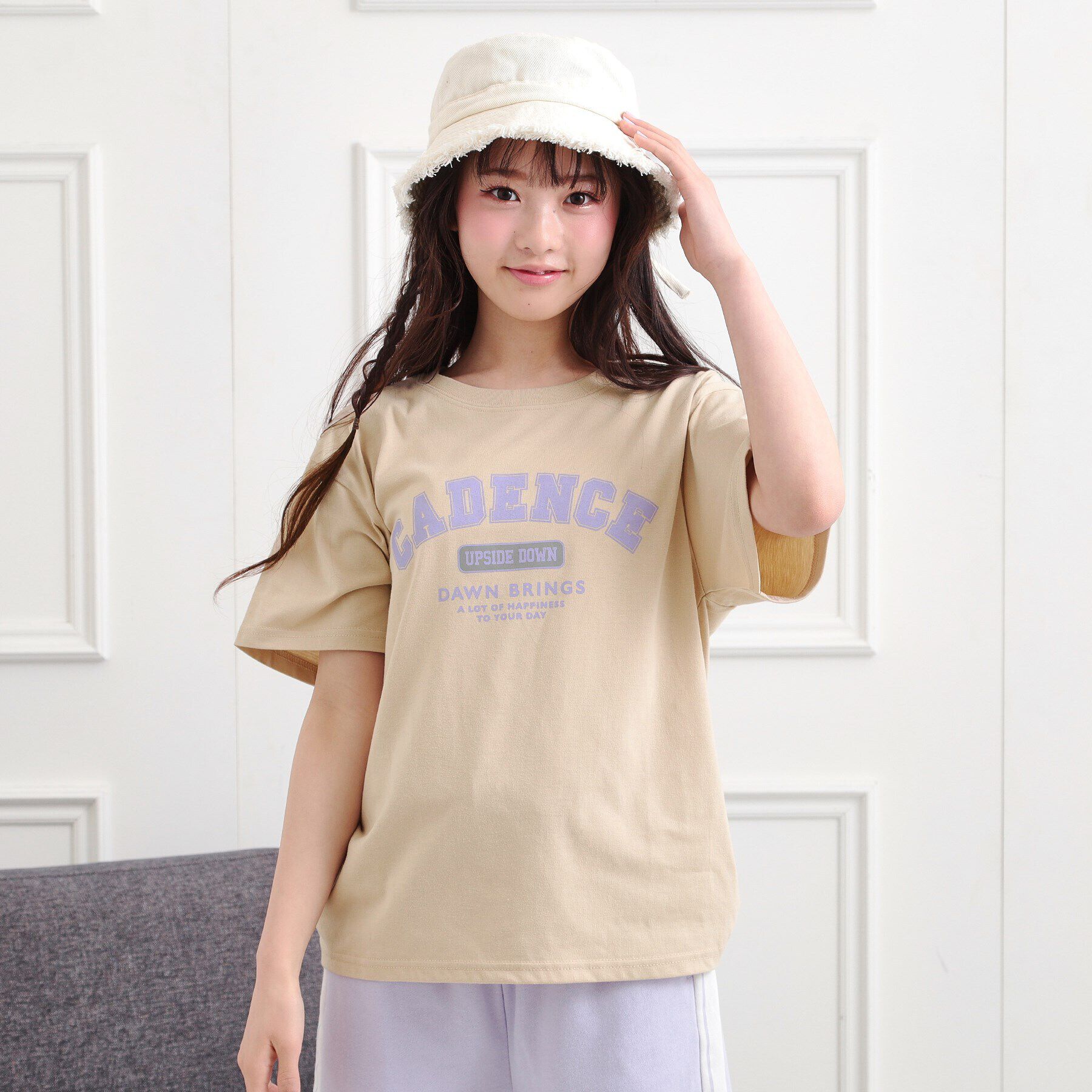 PINK-latte「カレッジプリントTシャツ」|Tシャツ・カットソー|ライトベージュ(05