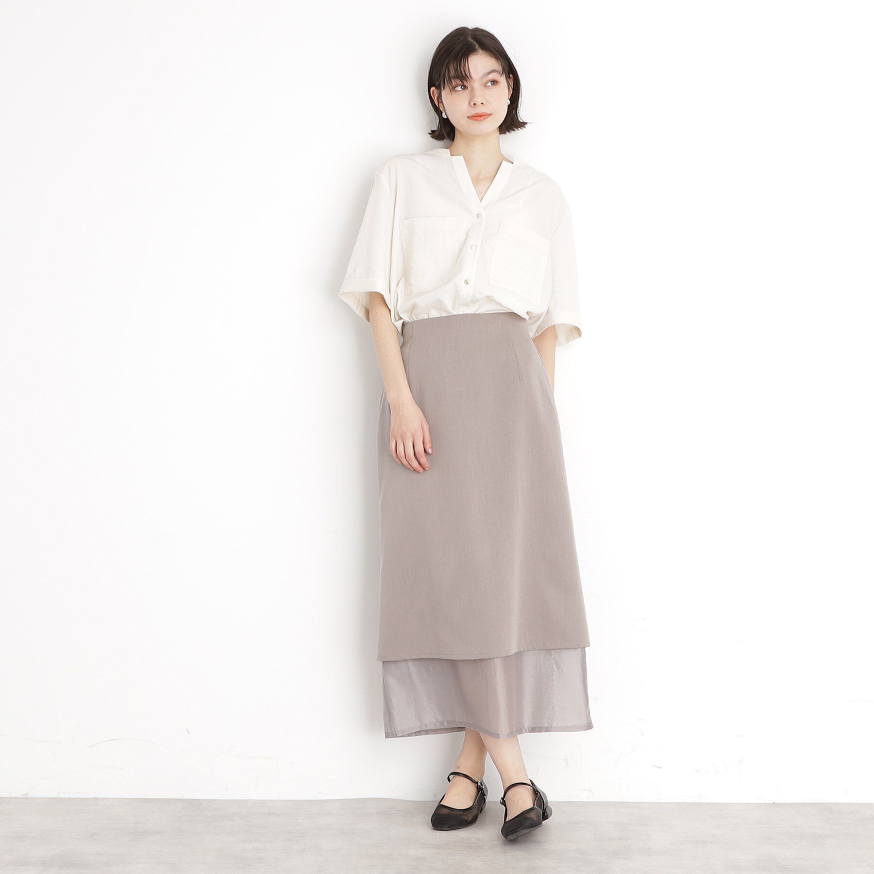 THE SHOP TK「ダブルポケット5分袖シャツ【体型カバー/洗濯機OK】」|シャツ・ブラウス|