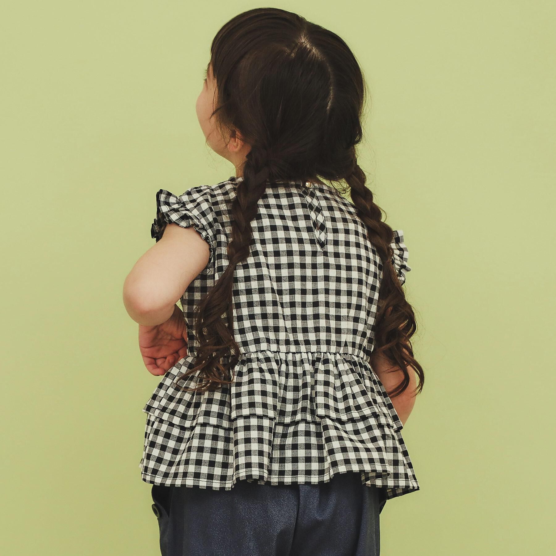 THE SHOP TK「【110-150】ギンガムチェックティアードブラウス/セットアップ可・洗濯機OK」|シャツ・ブラウス|