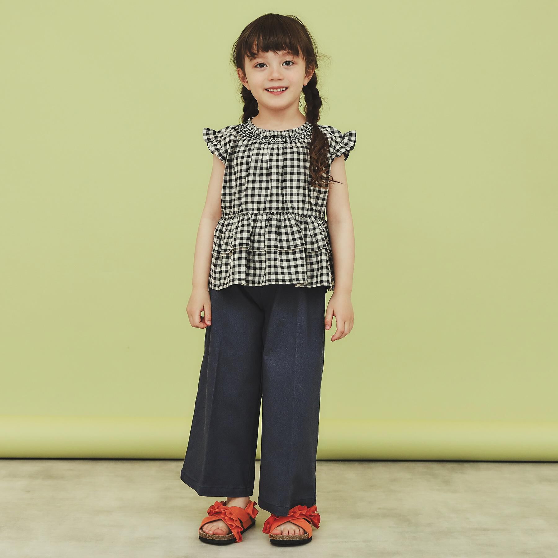 THE SHOP TK「【110-150】ギンガムチェックティアードブラウス/セットアップ可・洗濯機OK」|シャツ・ブラウス|