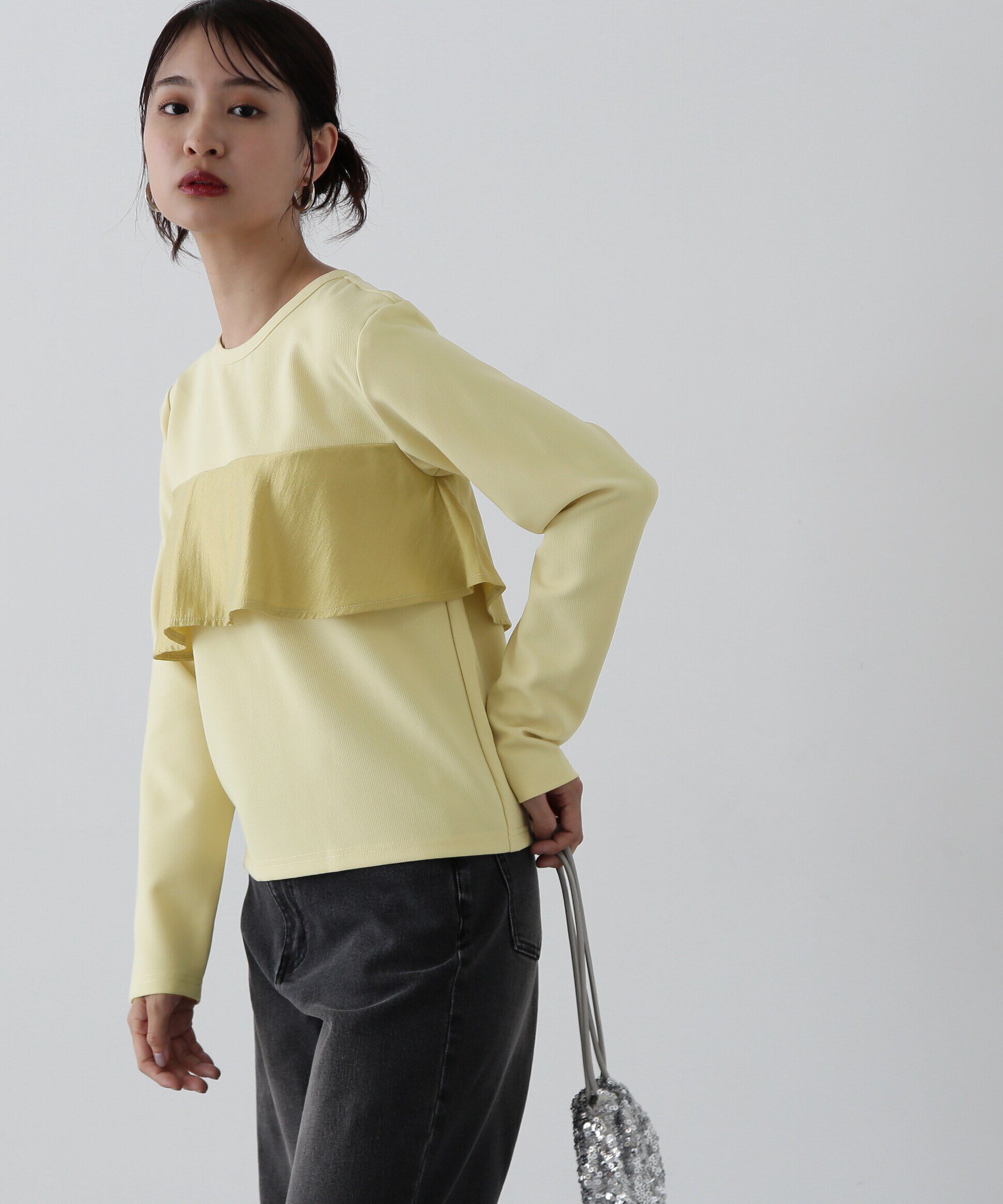  「異素材パネルドッキングカットソー」|Tシャツ・カットソー|