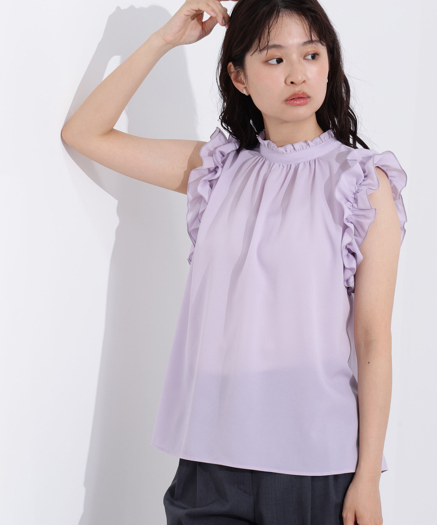  「フリルスリーブバックリボンブラウス」|シャツ・ブラウス|ラベンダー