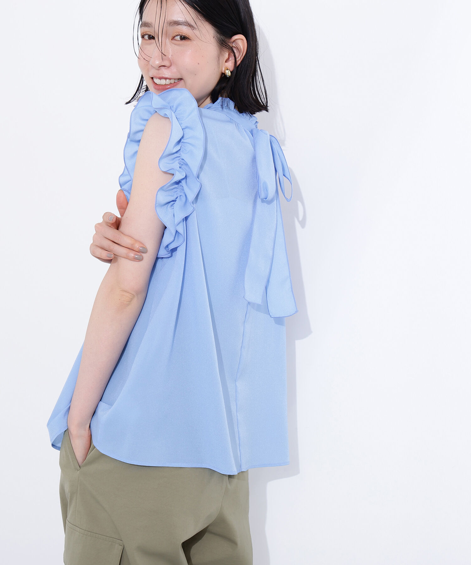  「フリルスリーブバックリボンブラウス」|シャツ・ブラウス|