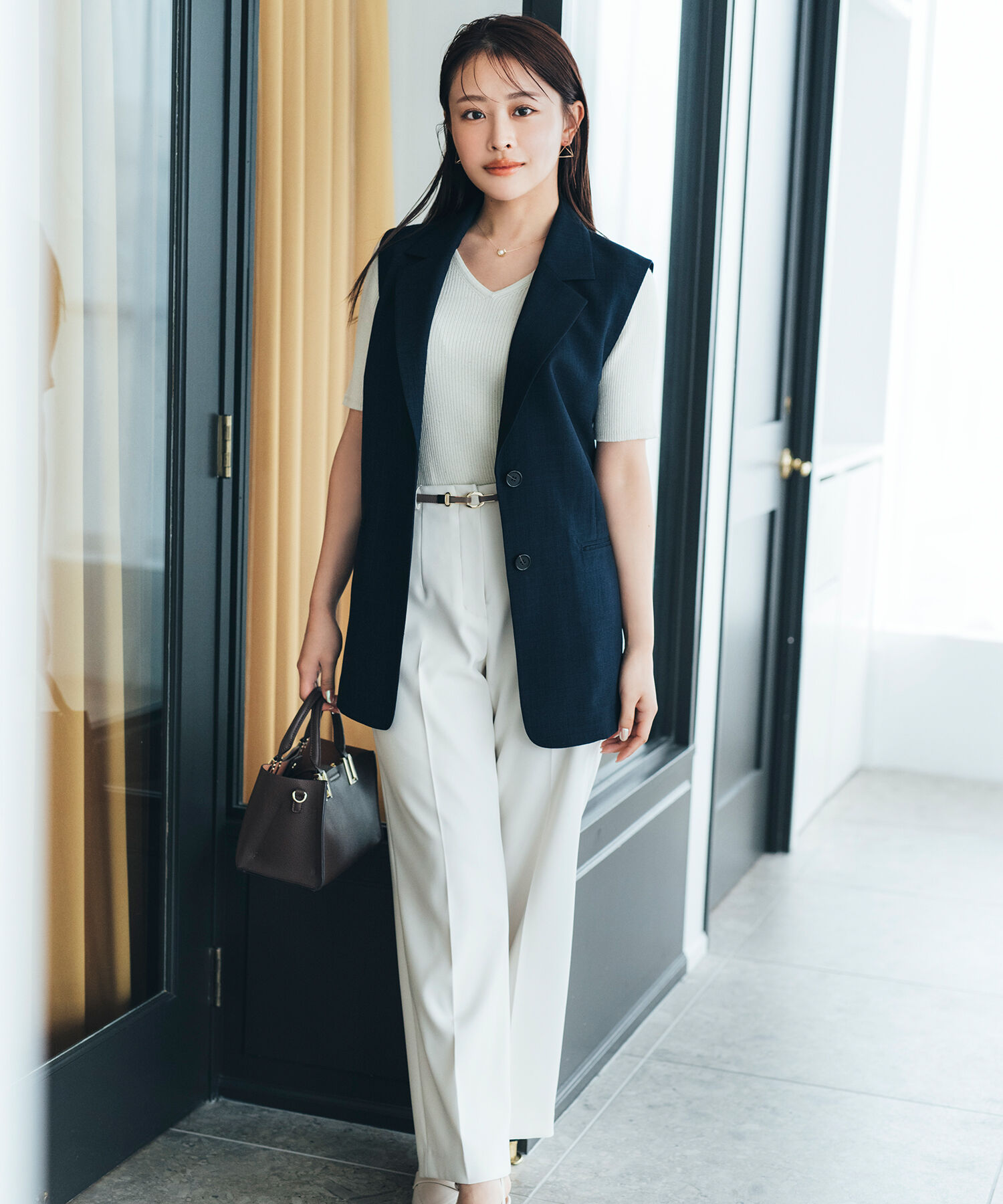  「Vネックスパンコールニット」|ニット・セーター|