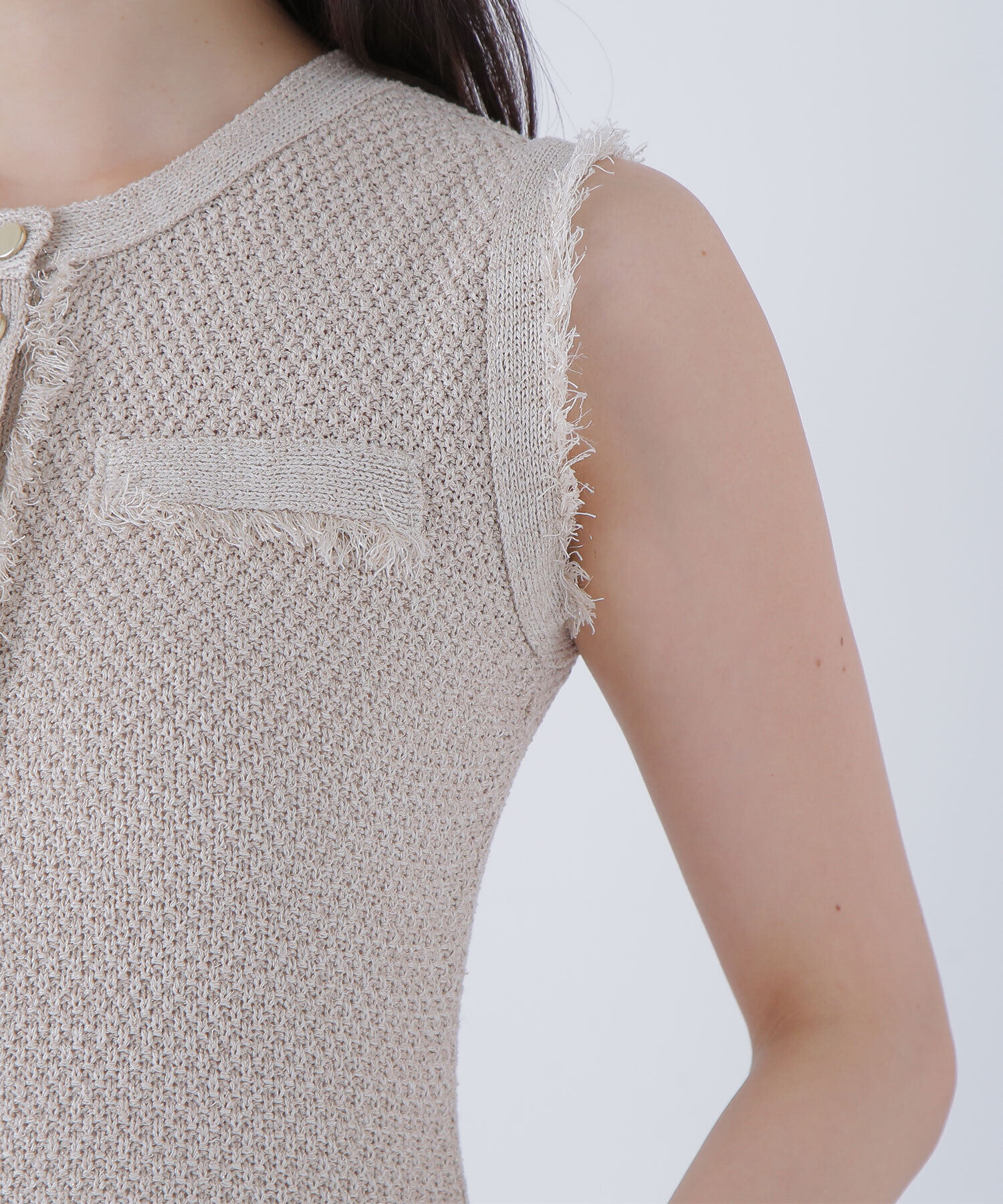  「フリンジツイードニットワンピース」|ワンピース|