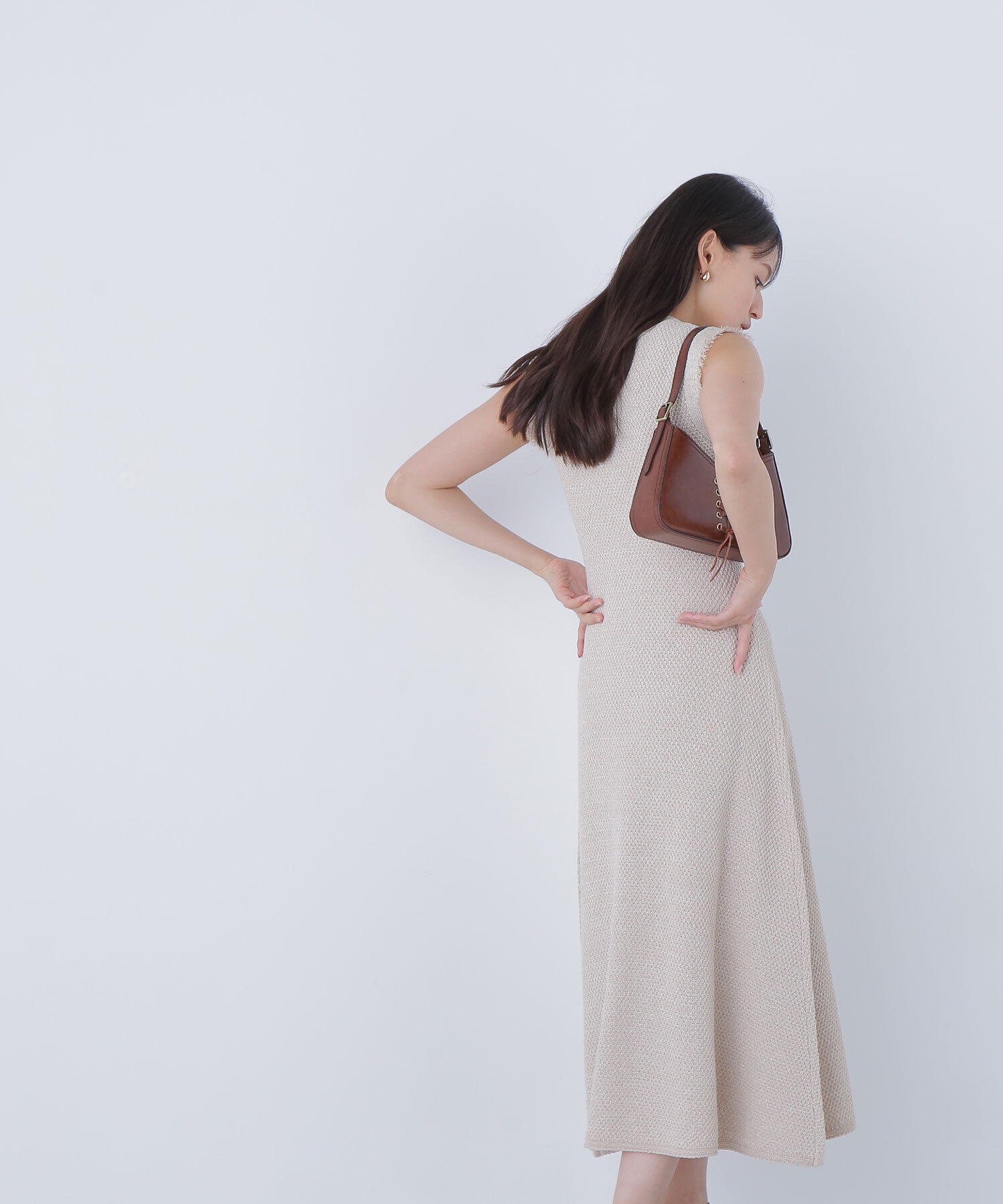  「フリンジツイードニットワンピース」|ワンピース|