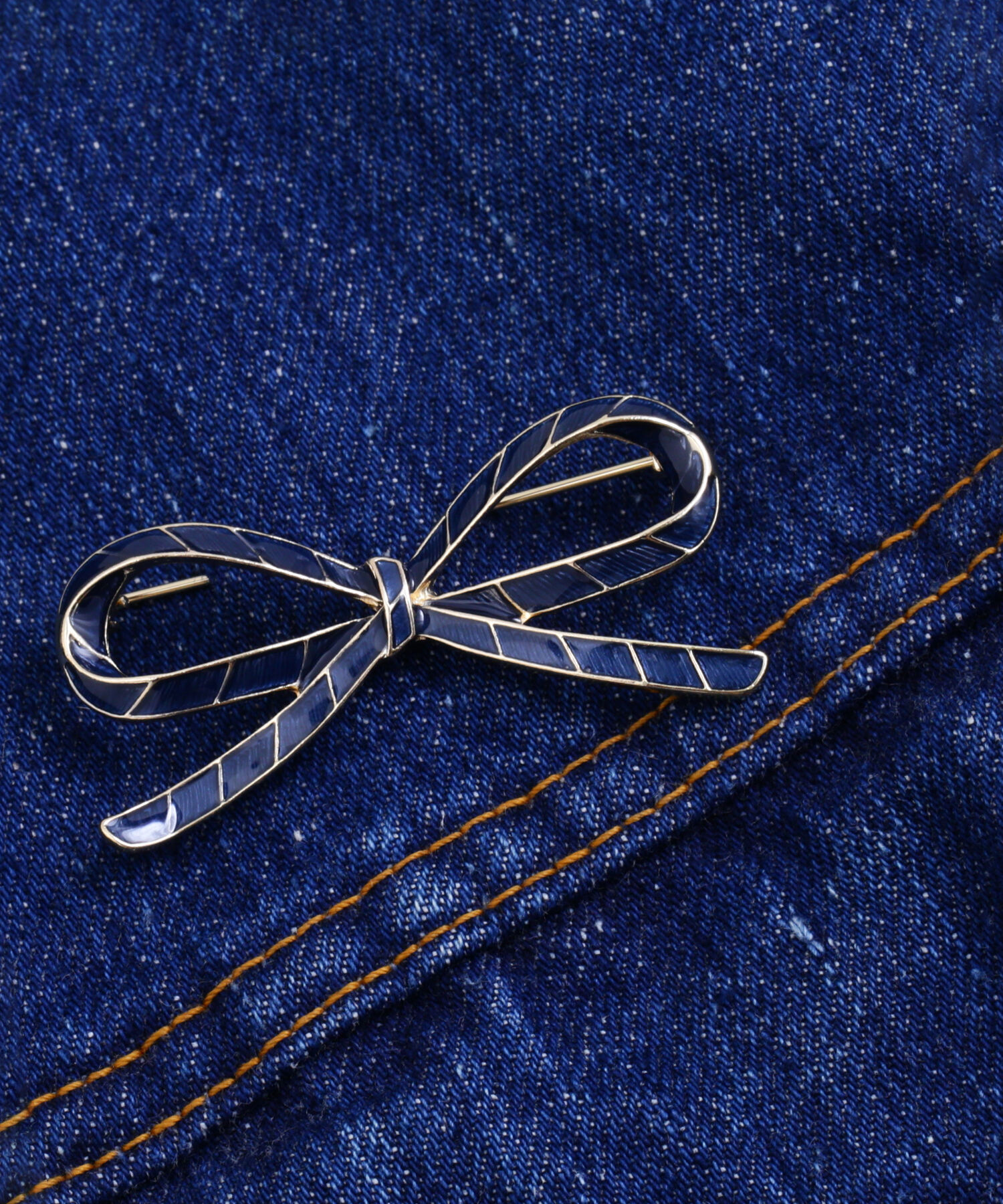  「レジメンタイリボンブローチ」|その他|ネイビー