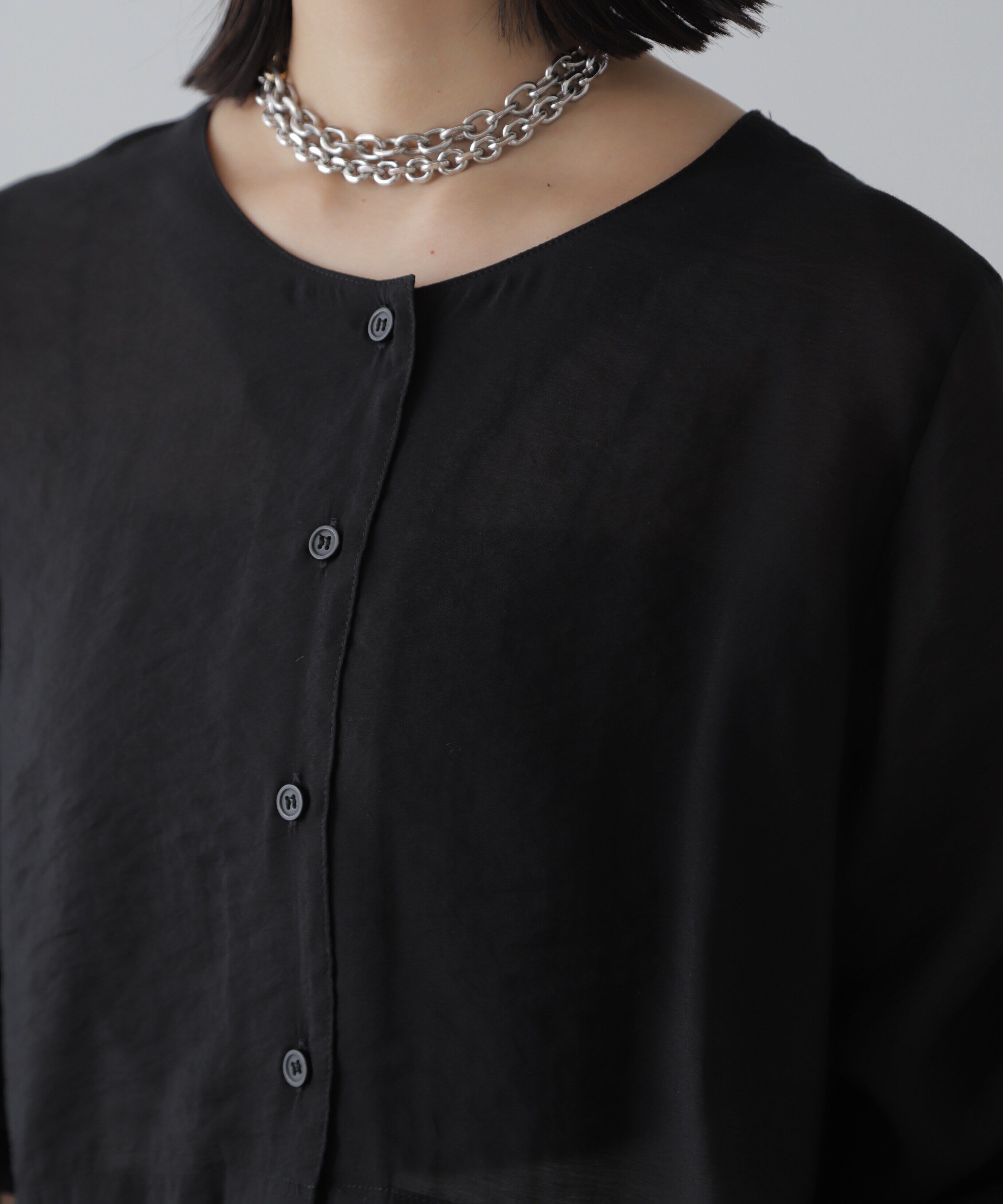  「［グレーカラーWEB限定］袖ドロストギャザーボレロ」|シャツ・ブラウス|