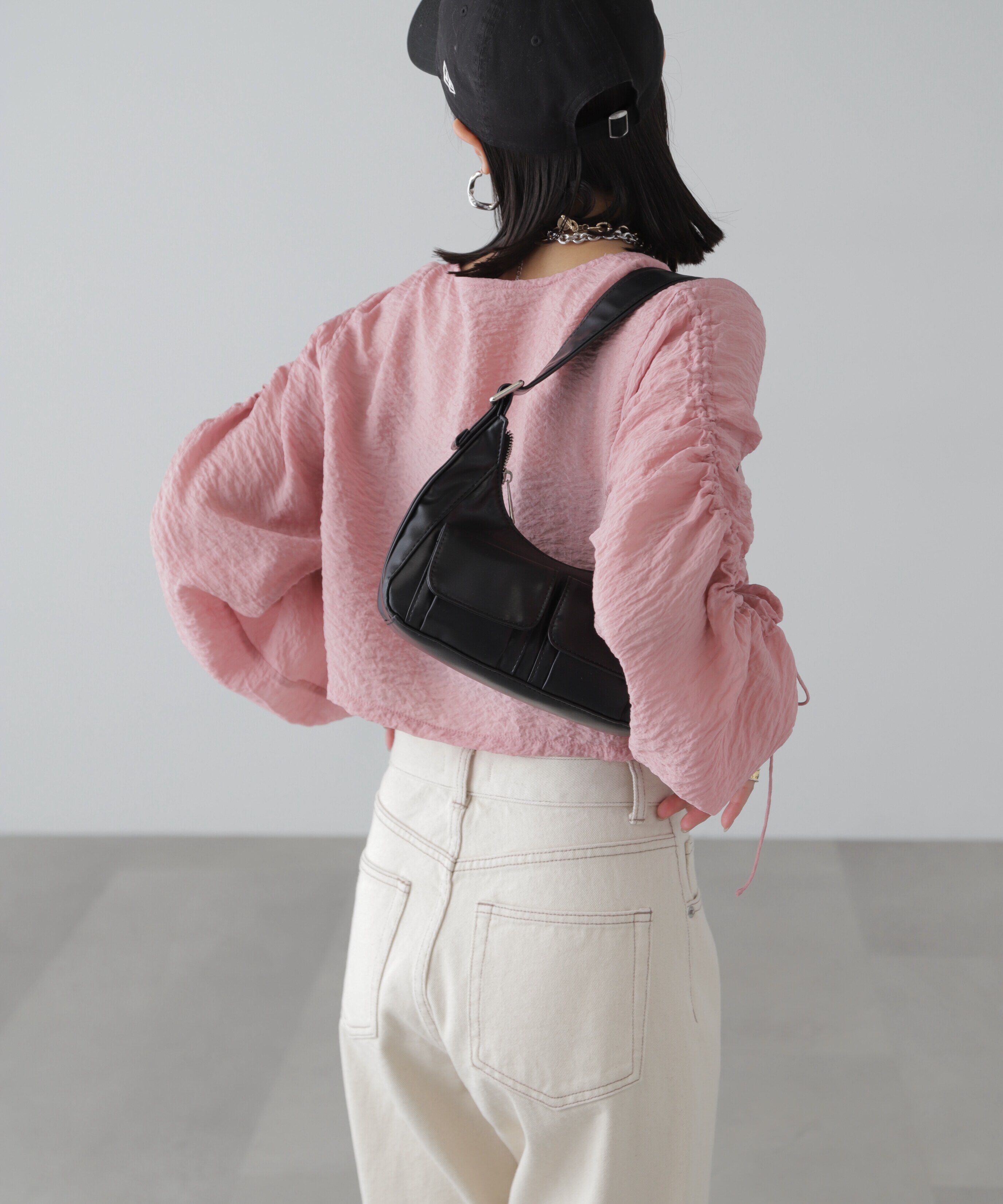  「［グレーカラーWEB限定］袖ドロストギャザーボレロ」|シャツ・ブラウス|