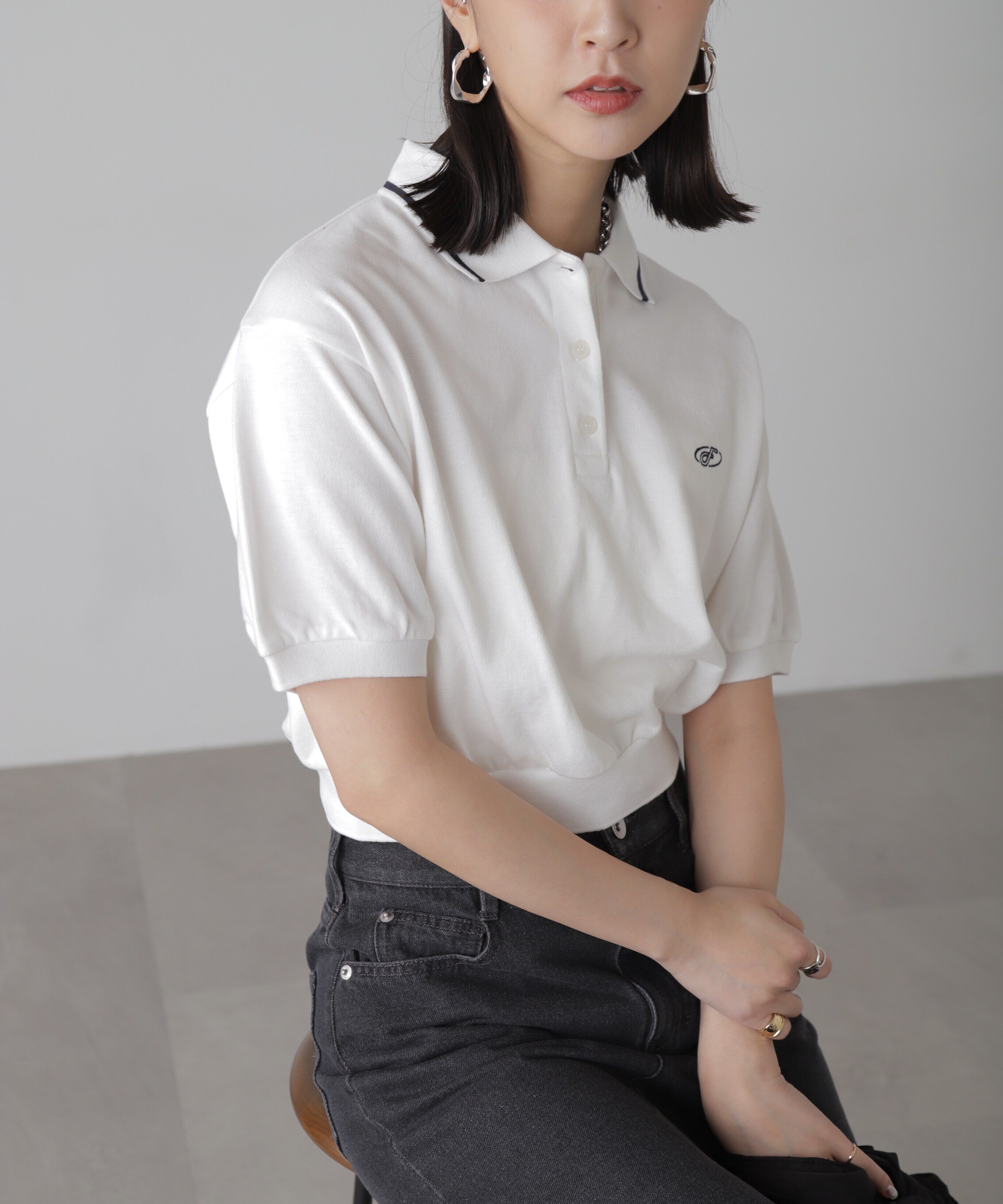  「パフスリーブショート丈ポロシャツ」|Tシャツ・カットソー|