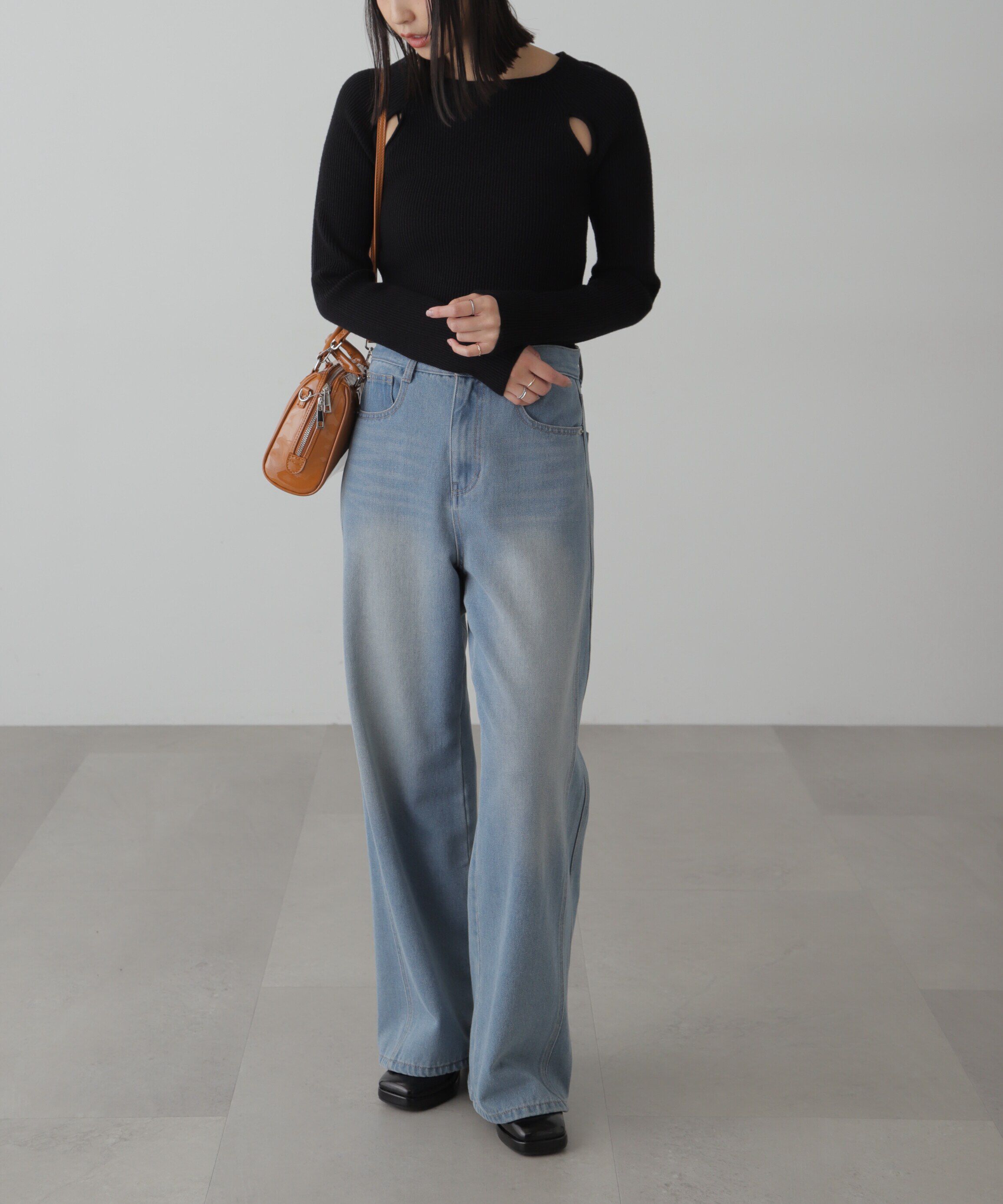  「クルーネックカッティングニット」|ニット・セーター|