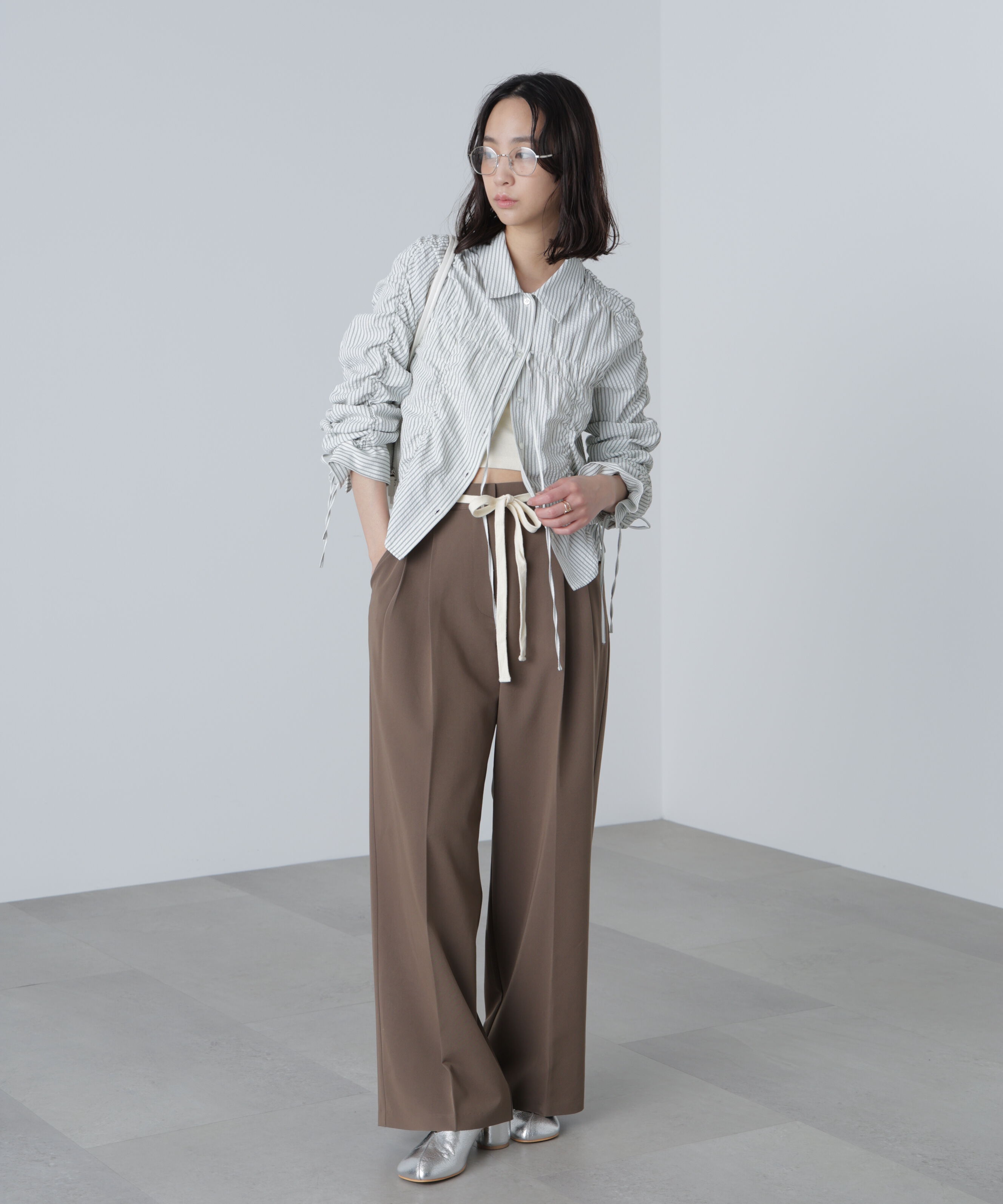  「シャーリングストライプシャツ」|シャツ・ブラウス|