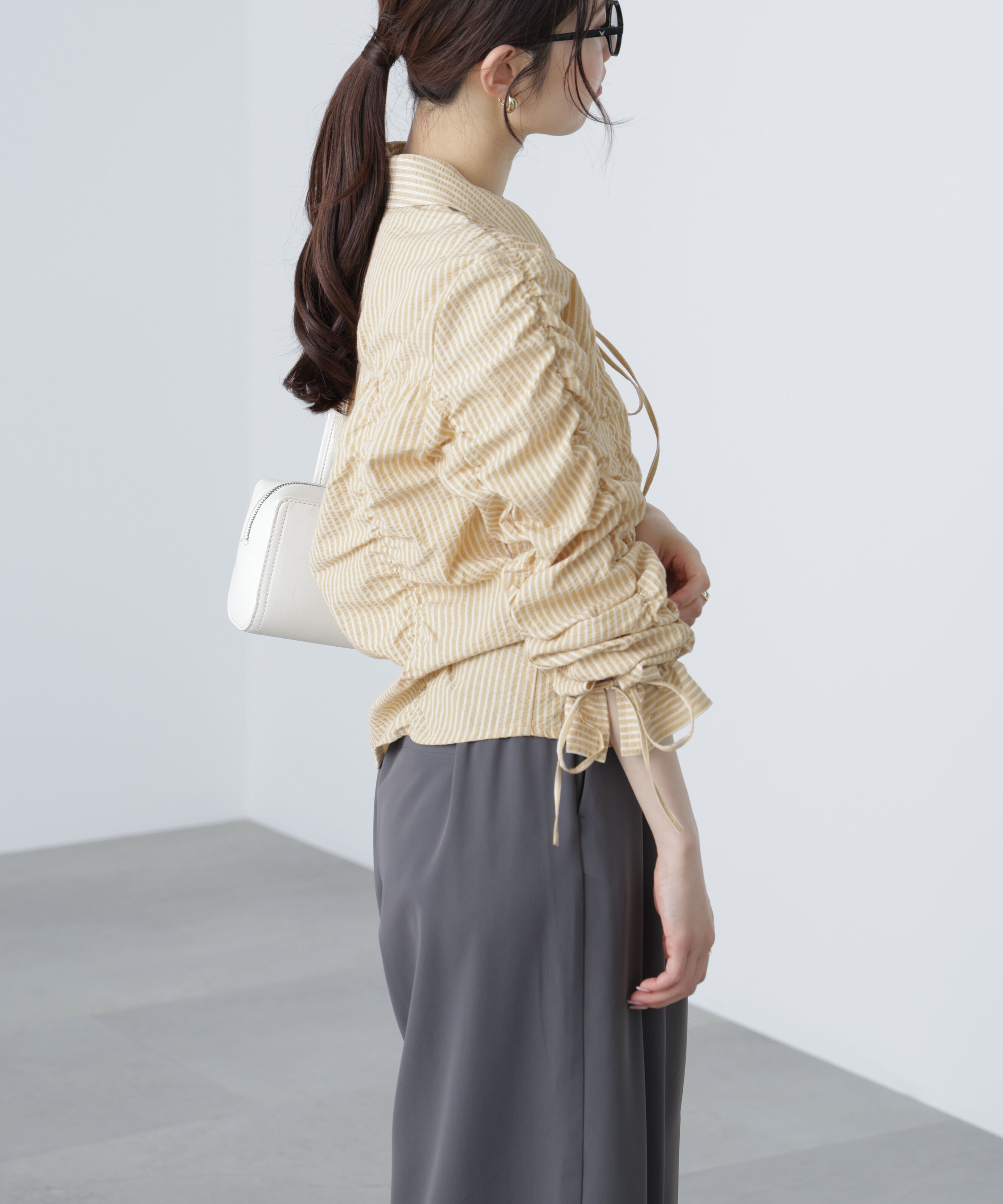  「シャーリングストライプシャツ」|シャツ・ブラウス|