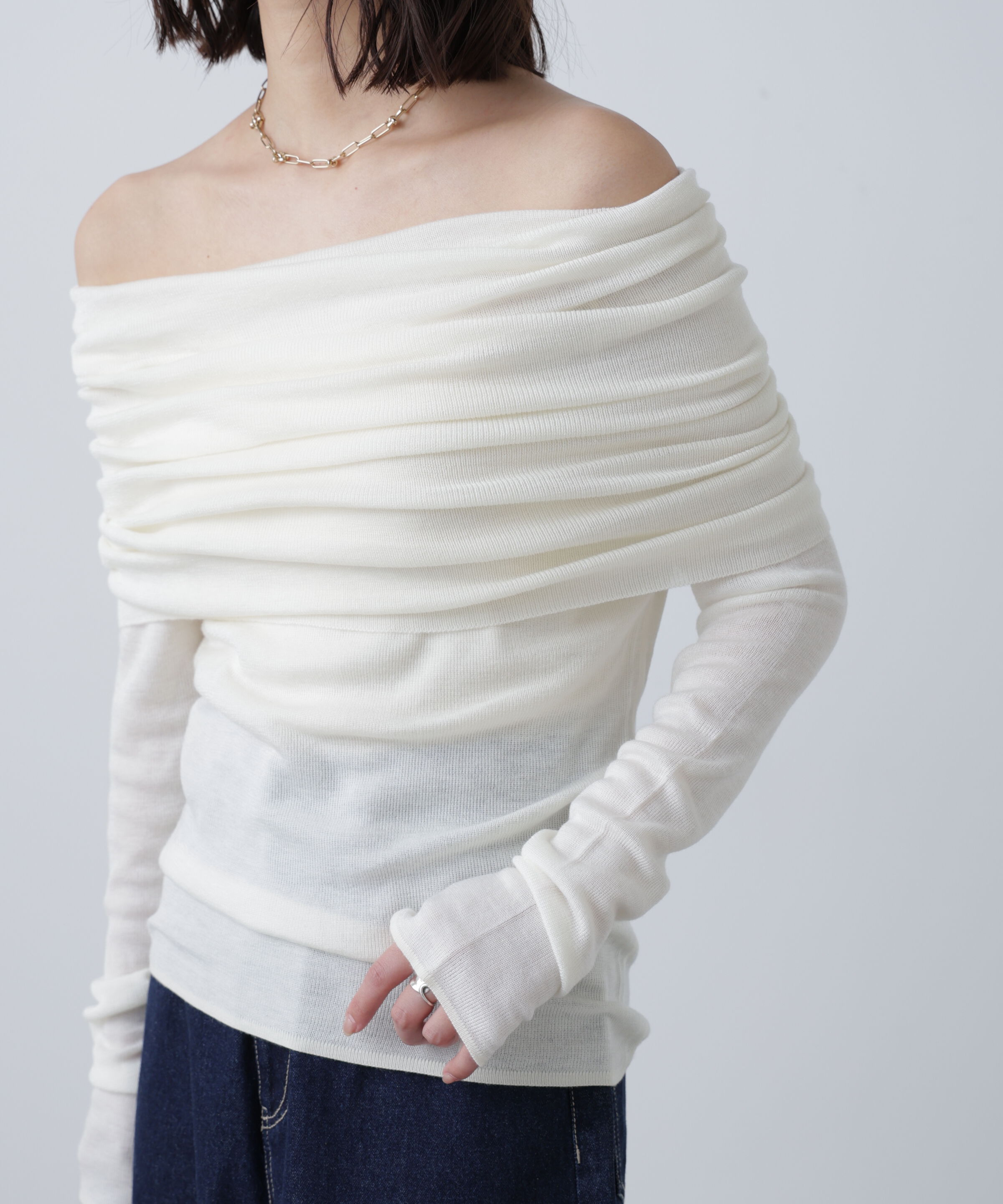  「袖口ボタンオフショルニット〈MFM〉」|ニット・セーター|