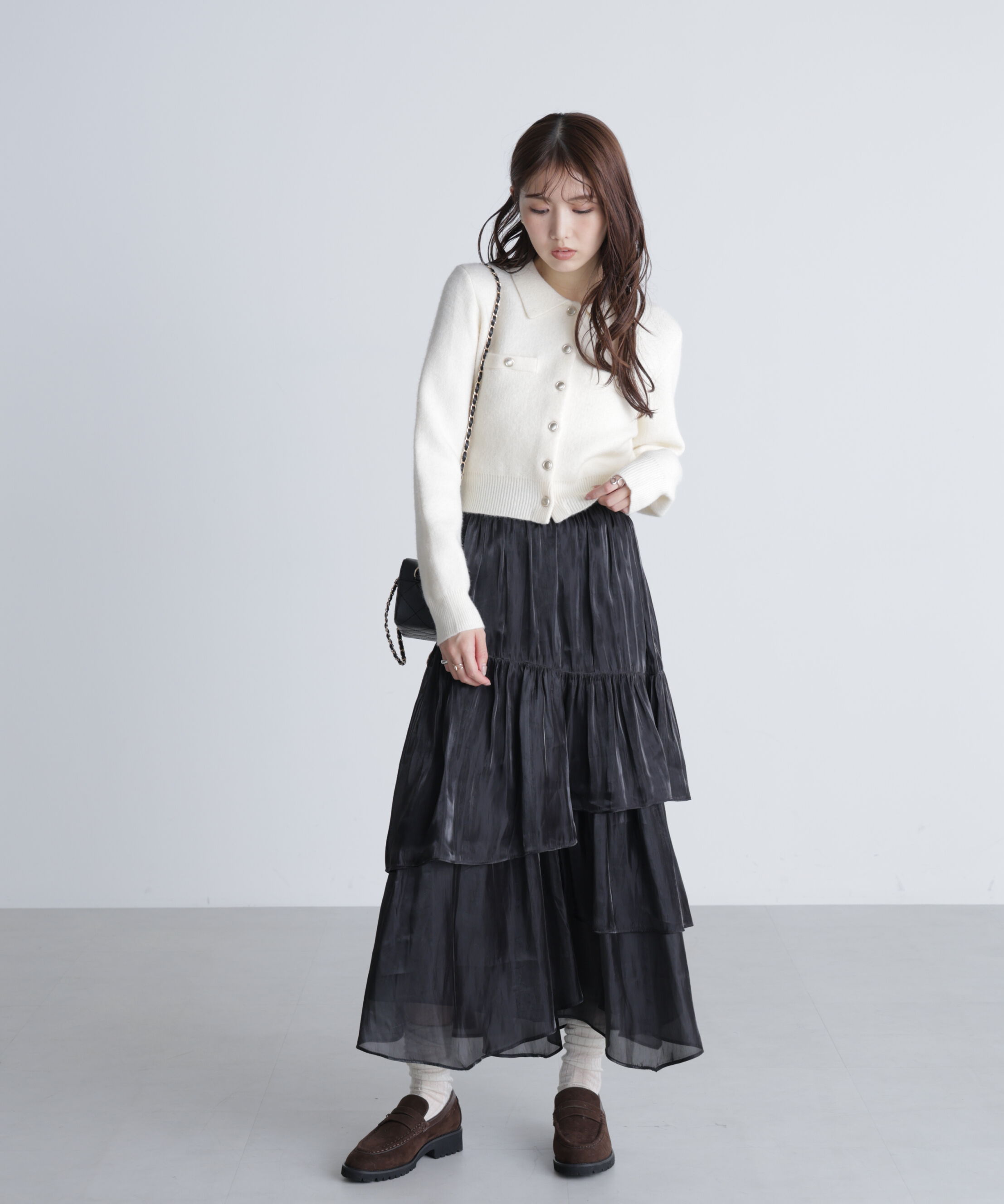  「シャイニーフリルティアードスカート」|スカート|