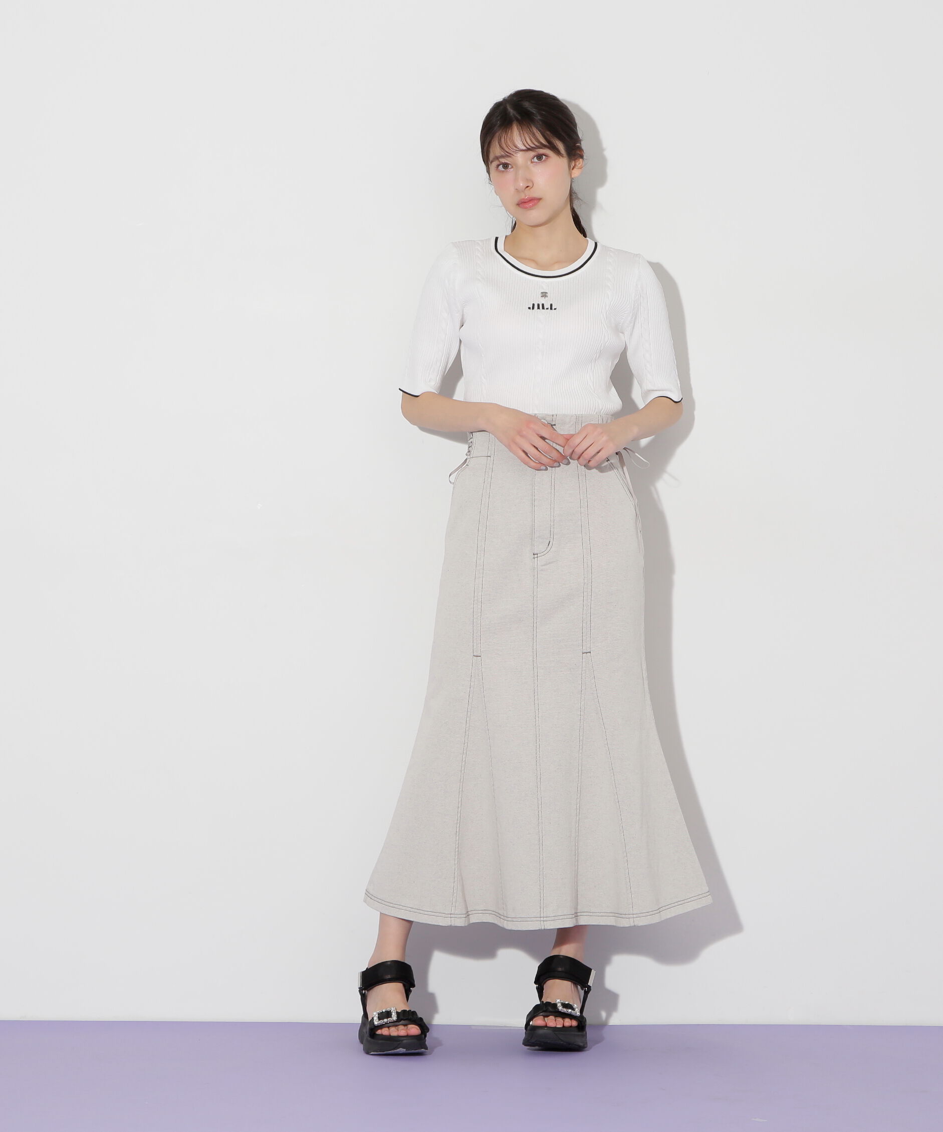  「半袖ジャガードニット」|ニット・セーター|