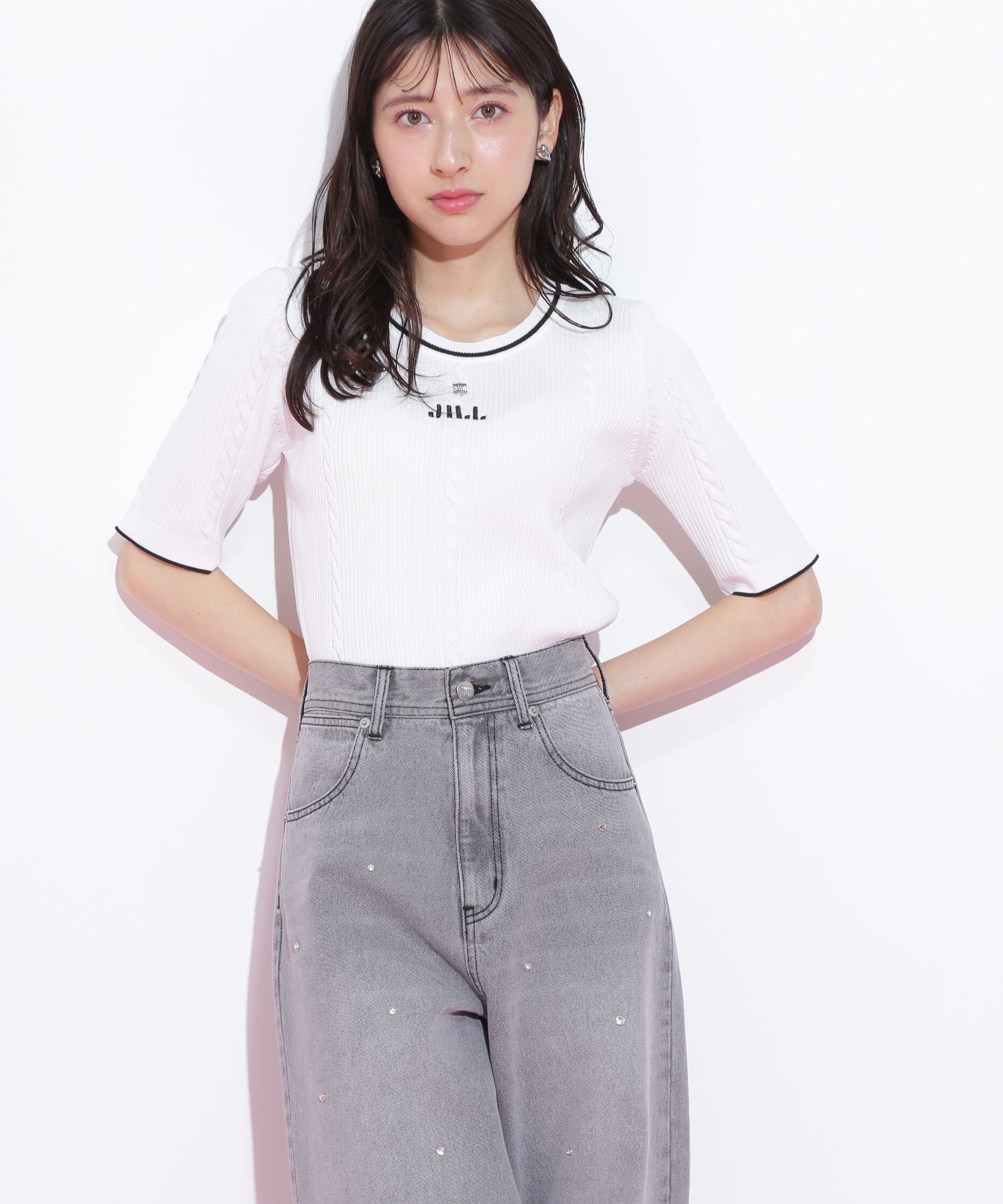  「半袖ジャガードニット」|ニット・セーター|