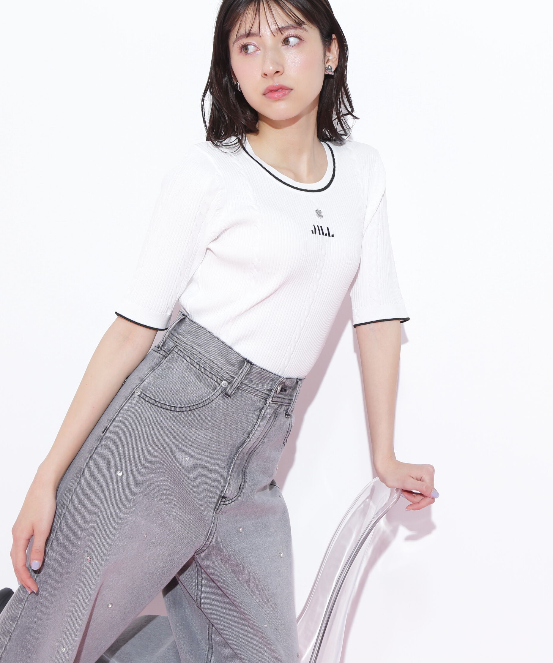  「半袖ジャガードニット」|ニット・セーター|