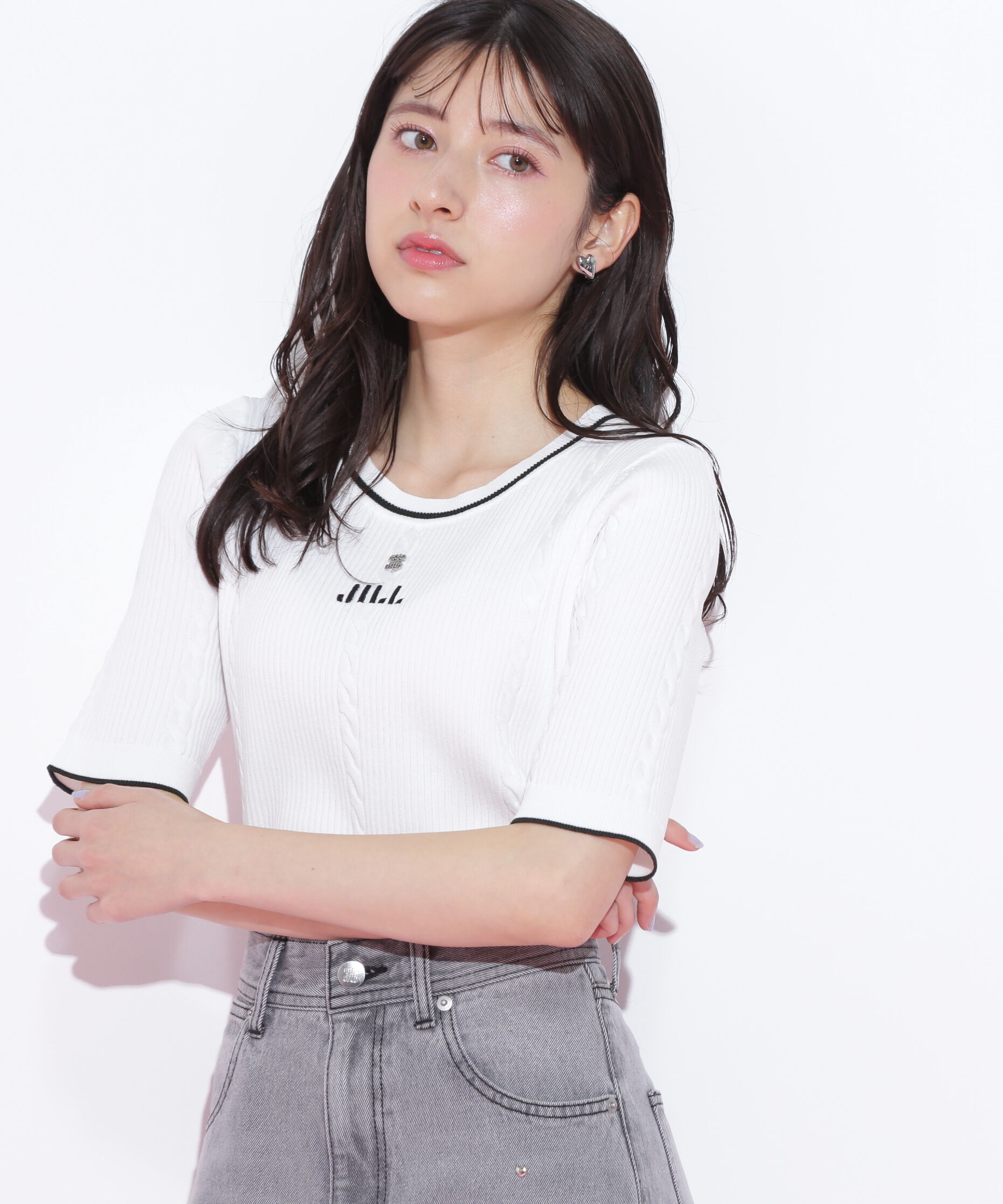  「半袖ジャガードニット」|ニット・セーター|