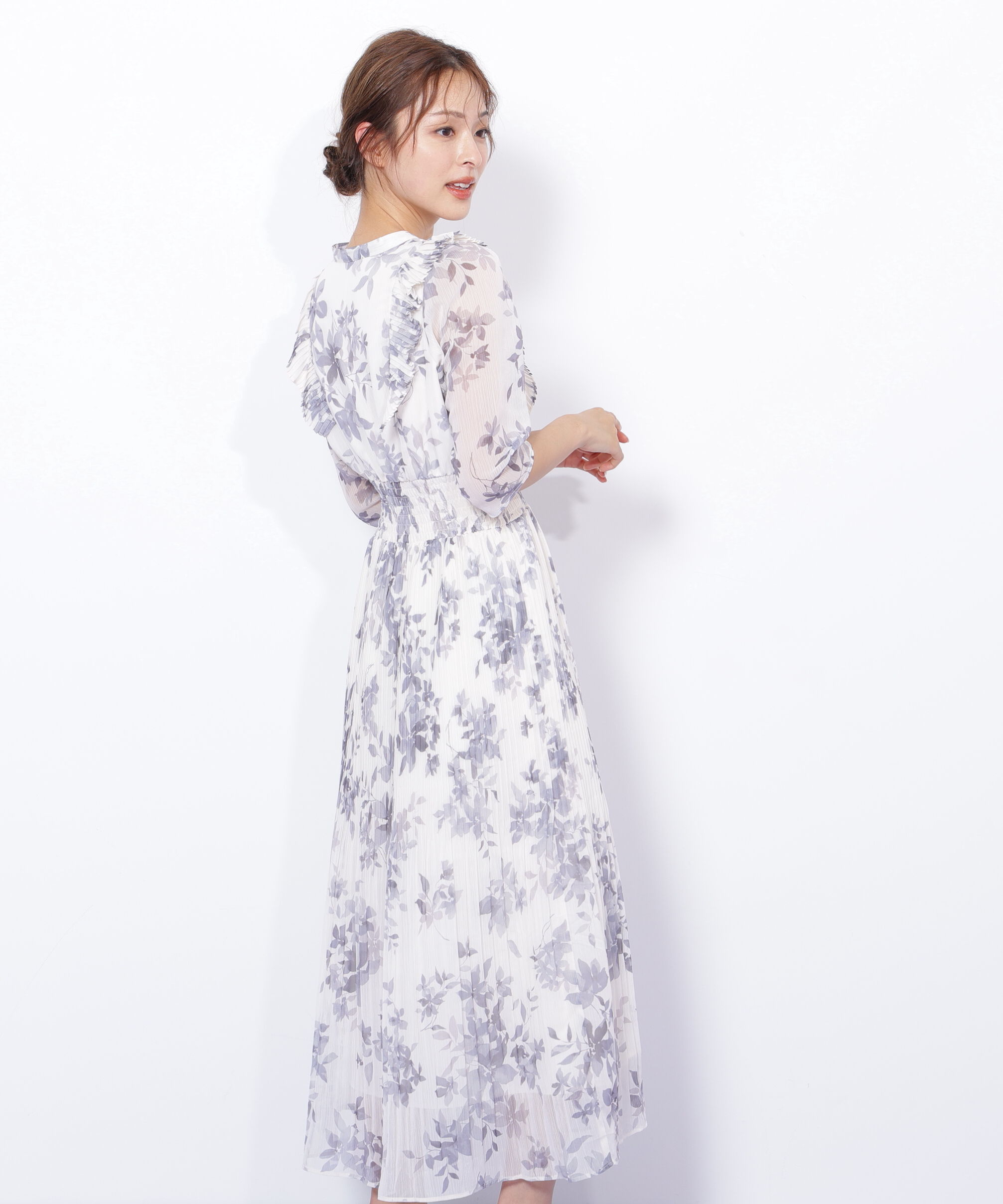  「ぼかしフラワープリントワンピース」|ワンピース|