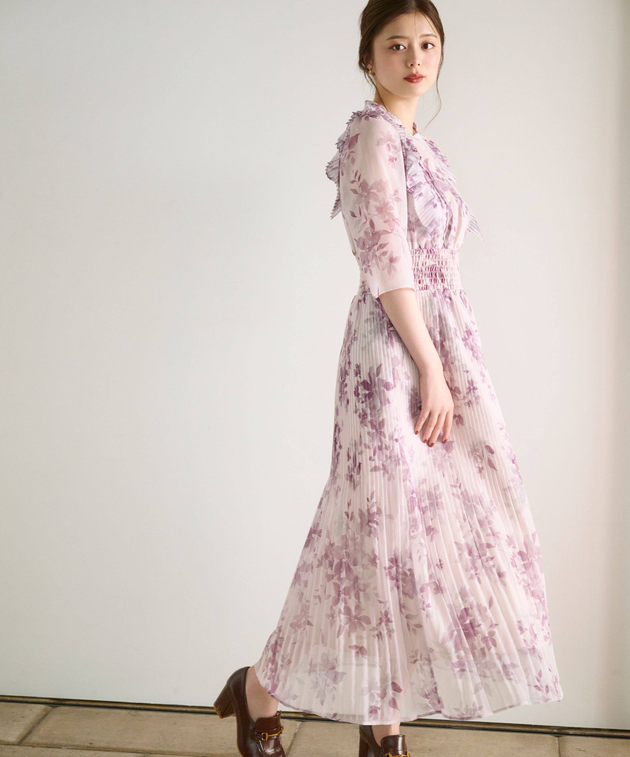  「ぼかしフラワープリントワンピース」|ワンピース|ラベンダー1