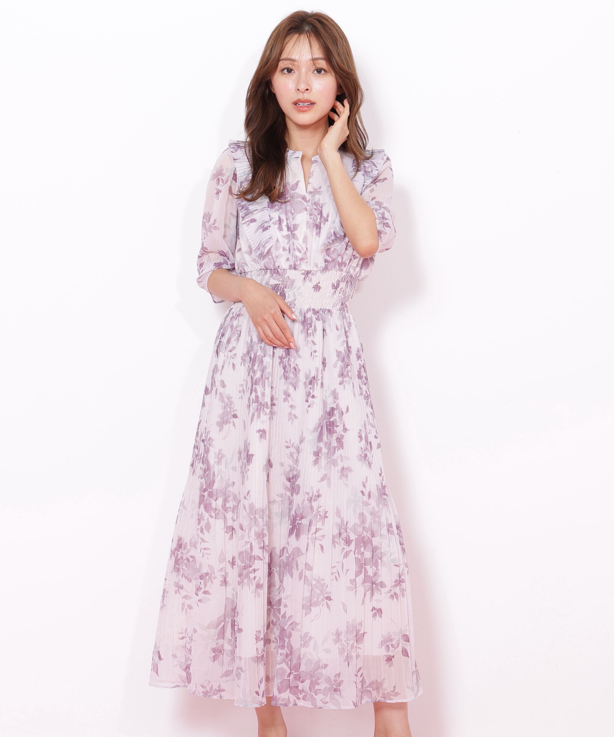  「ぼかしフラワープリントワンピース」|ワンピース|