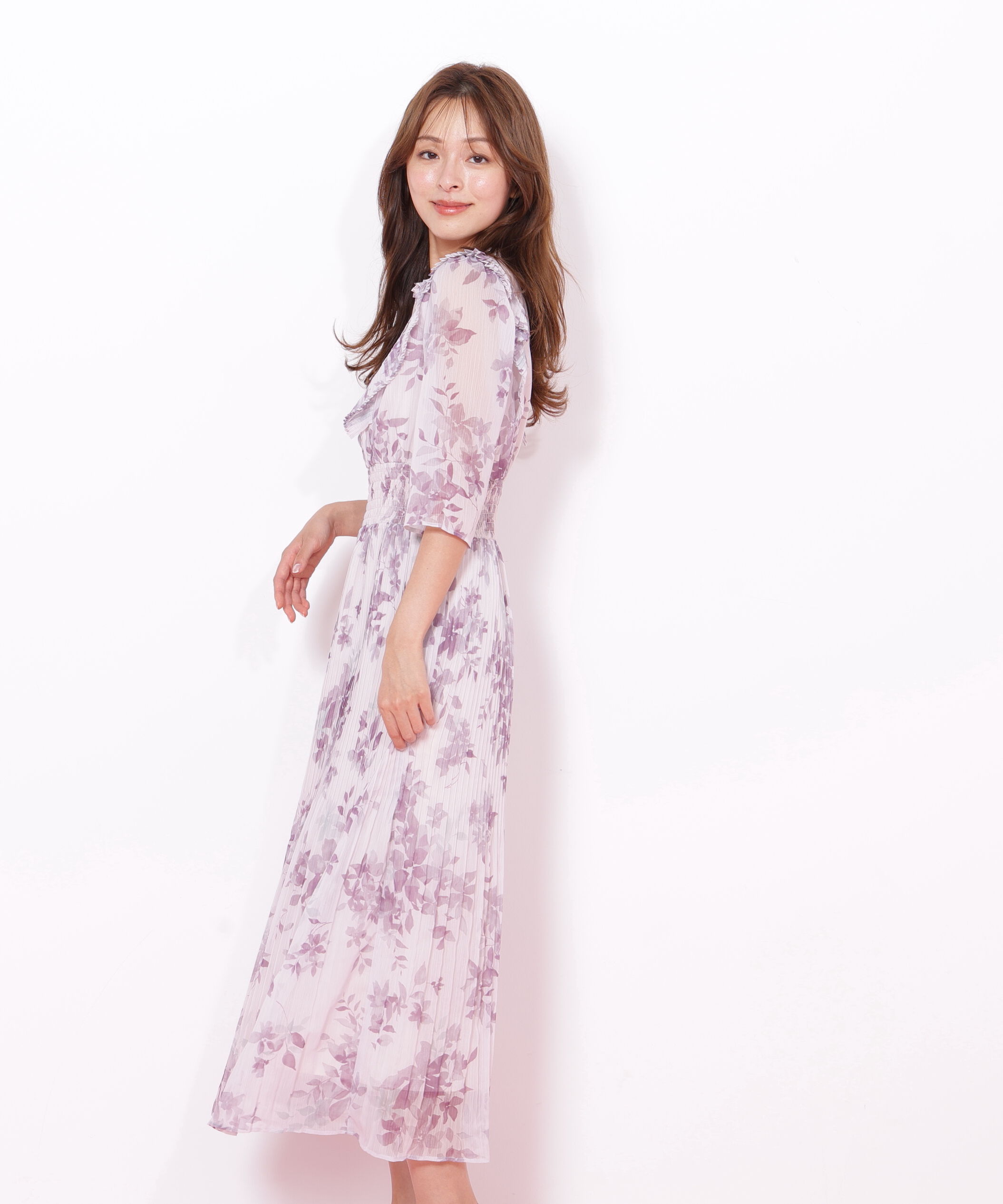  「ぼかしフラワープリントワンピース」|ワンピース|