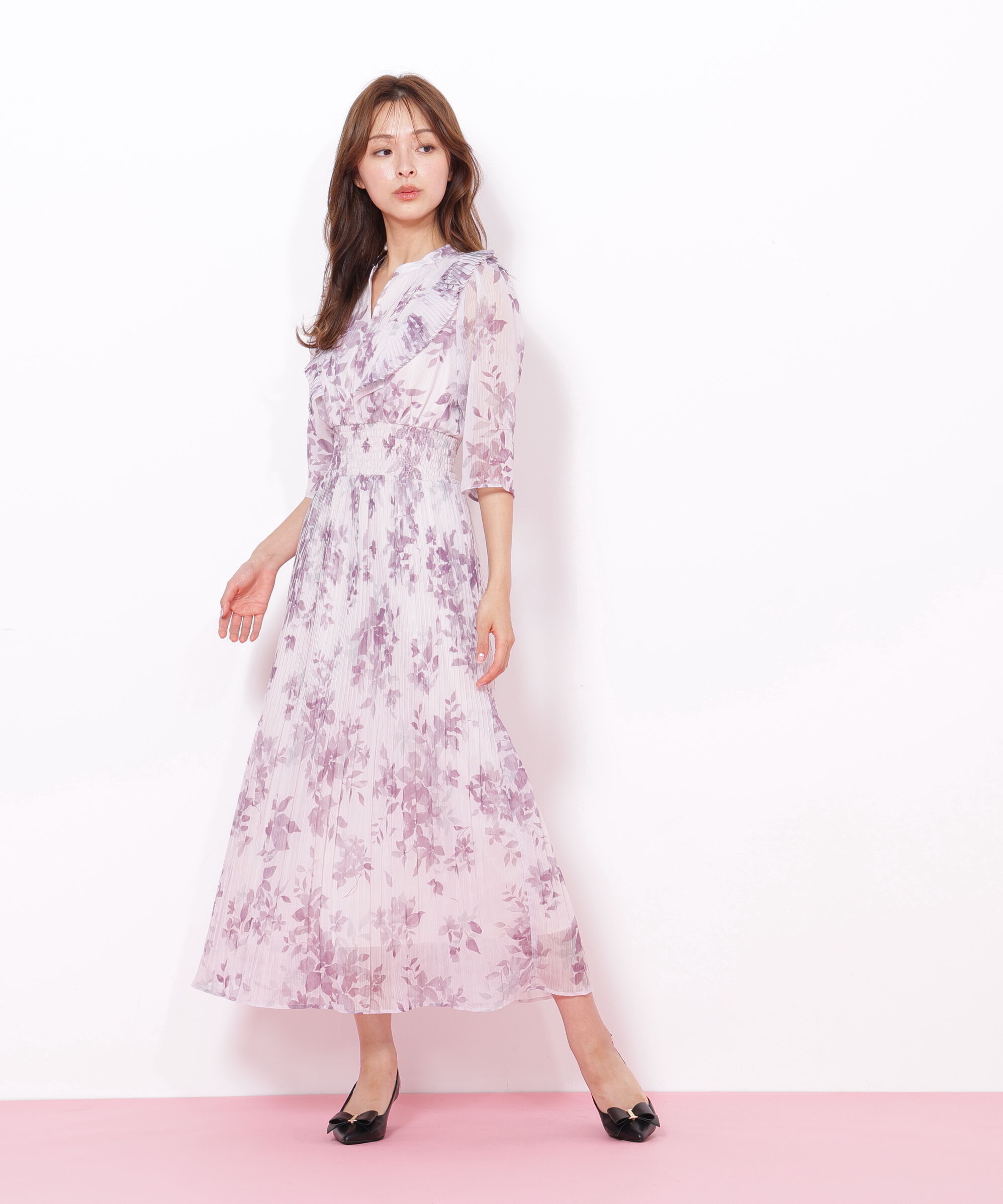  「ぼかしフラワープリントワンピース」|ワンピース|