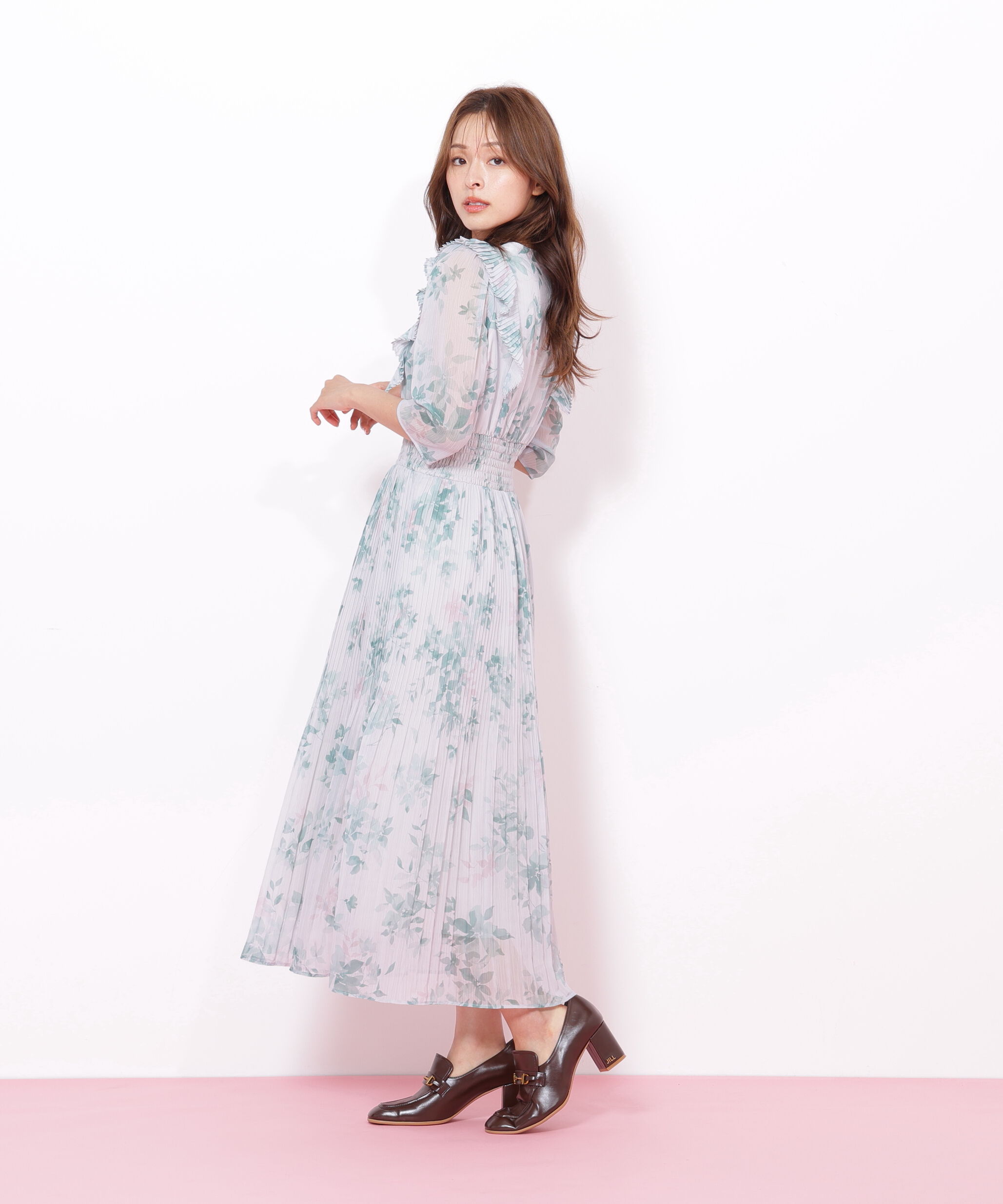  「ぼかしフラワープリントワンピース」|ワンピース|